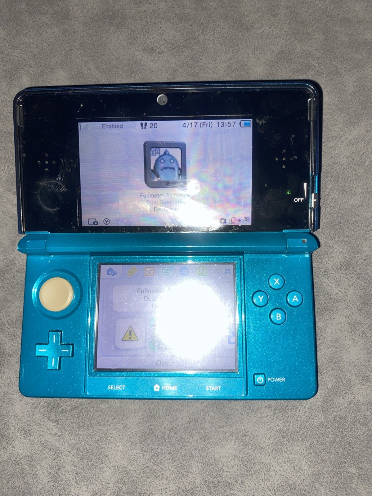 Nintendo 3DS Handheld System Aqua Blue w/ Stylus & Charger, Tested-Working