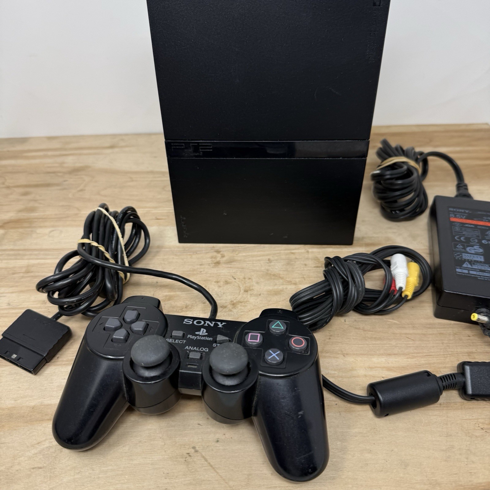 PS2 Slim SCPH-77001 Console W/ Power + AV Cables & Controller Tested Working