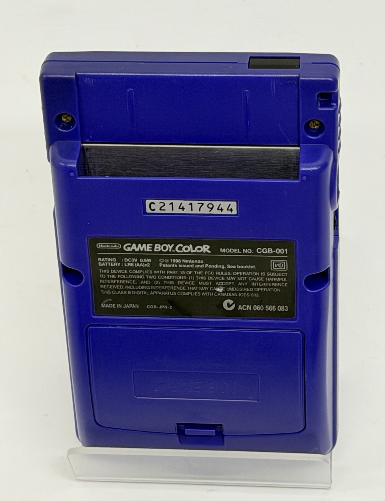 Gameboy Color Console Purple Grape Nintendo GBC Tested Works CGB-001
