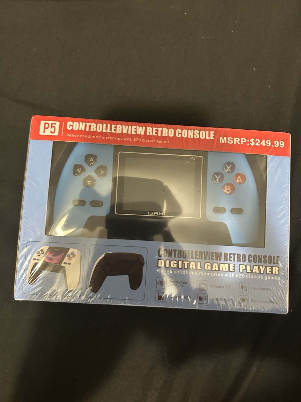Controllerview P5 Retro Console Digital Game Player Blue HDMI Long Battery