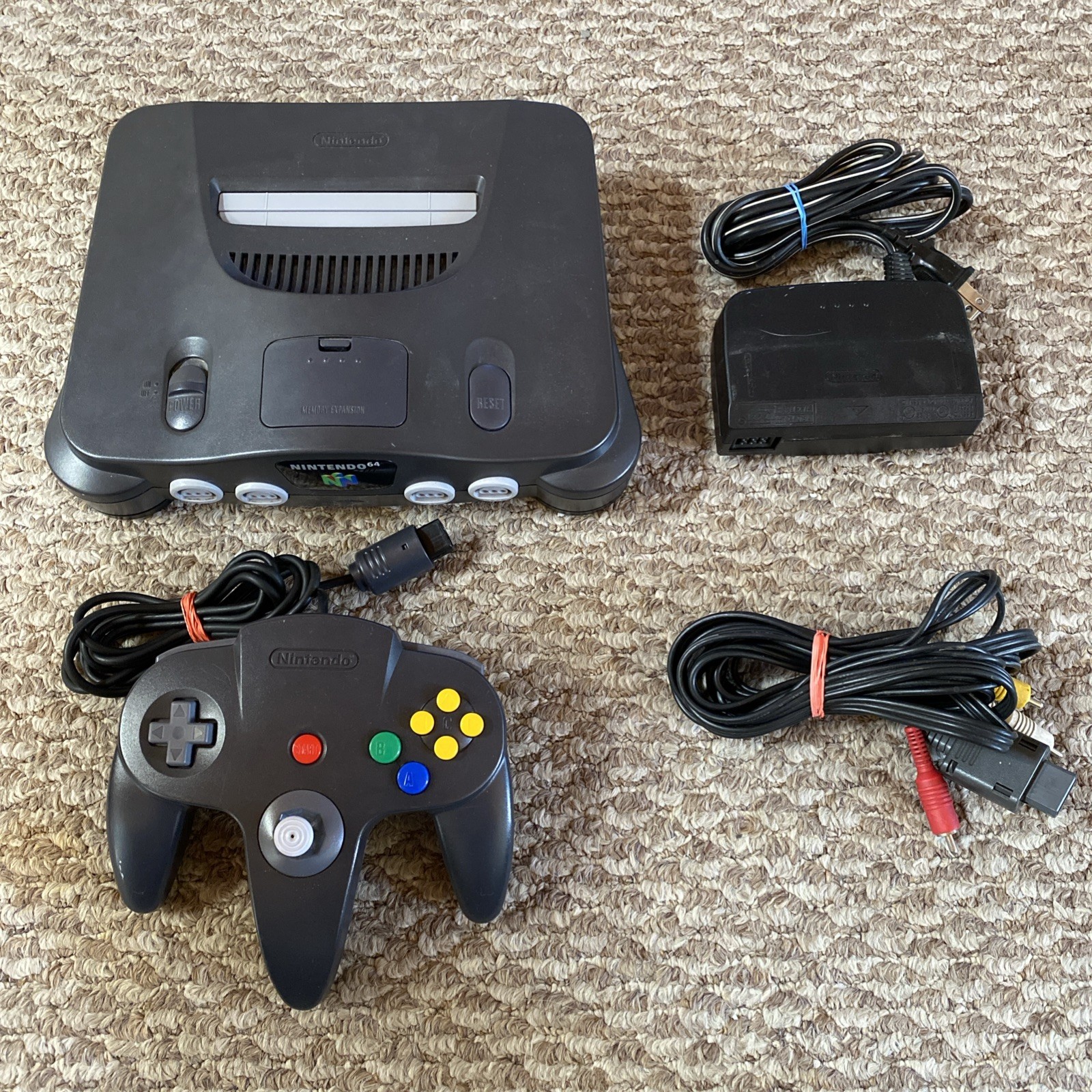 Nintendo 64 Console N64 w/ Controller Power & AV Cables Tested Working ALL OEM