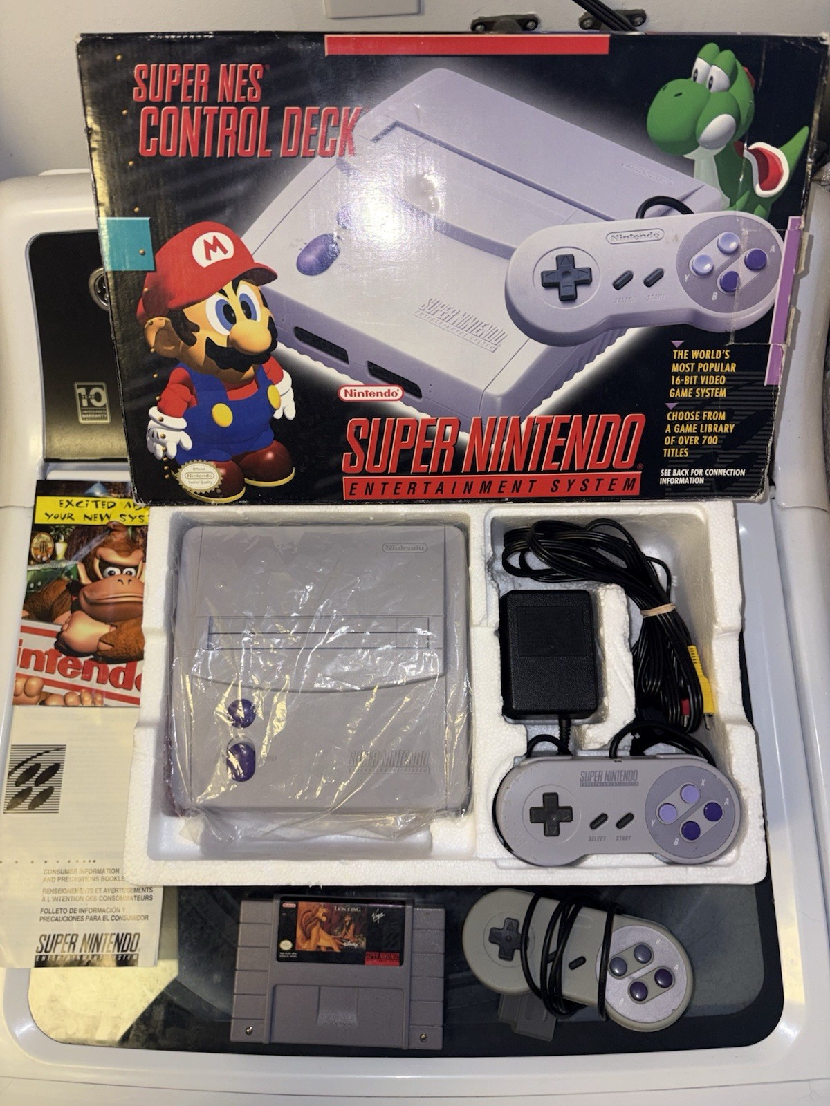 Super Nintendo (SNES) Jr. with extras CIB Clean!! With Game And 2nd Controller