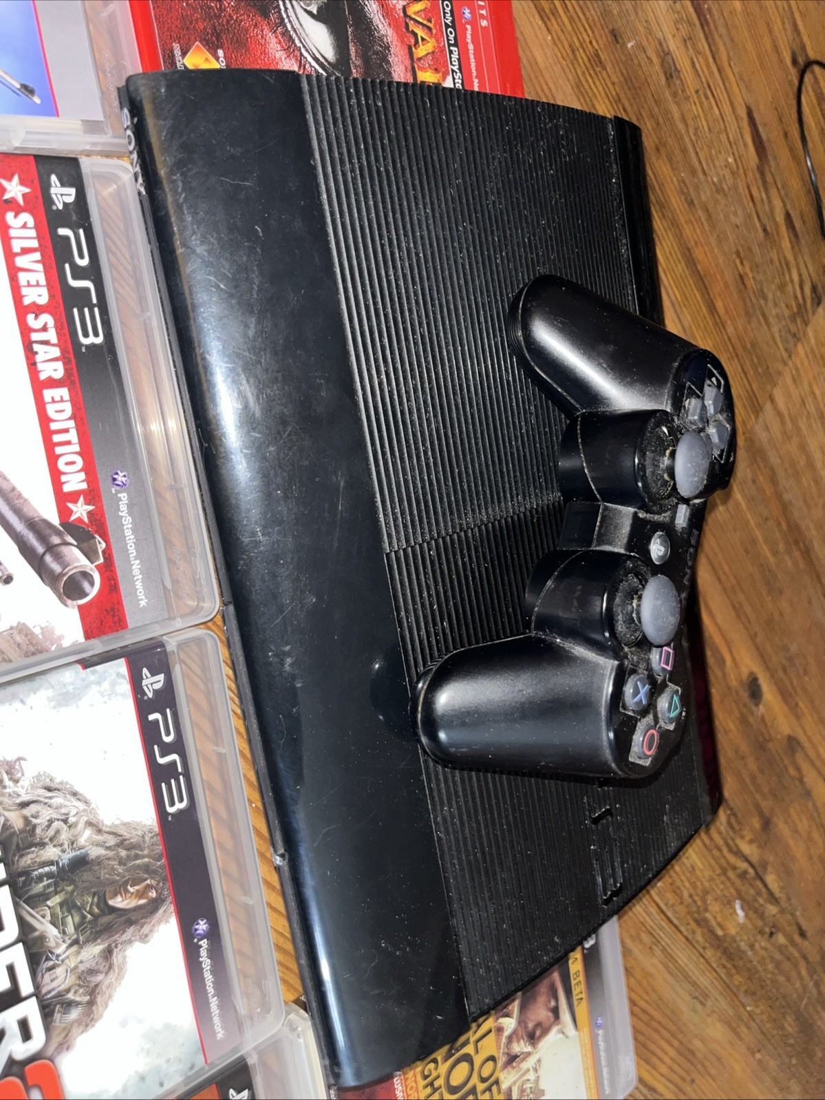 Sony PlayStation 3 Super Slim CECH-4001B 250GB Black Games Controller Bundle