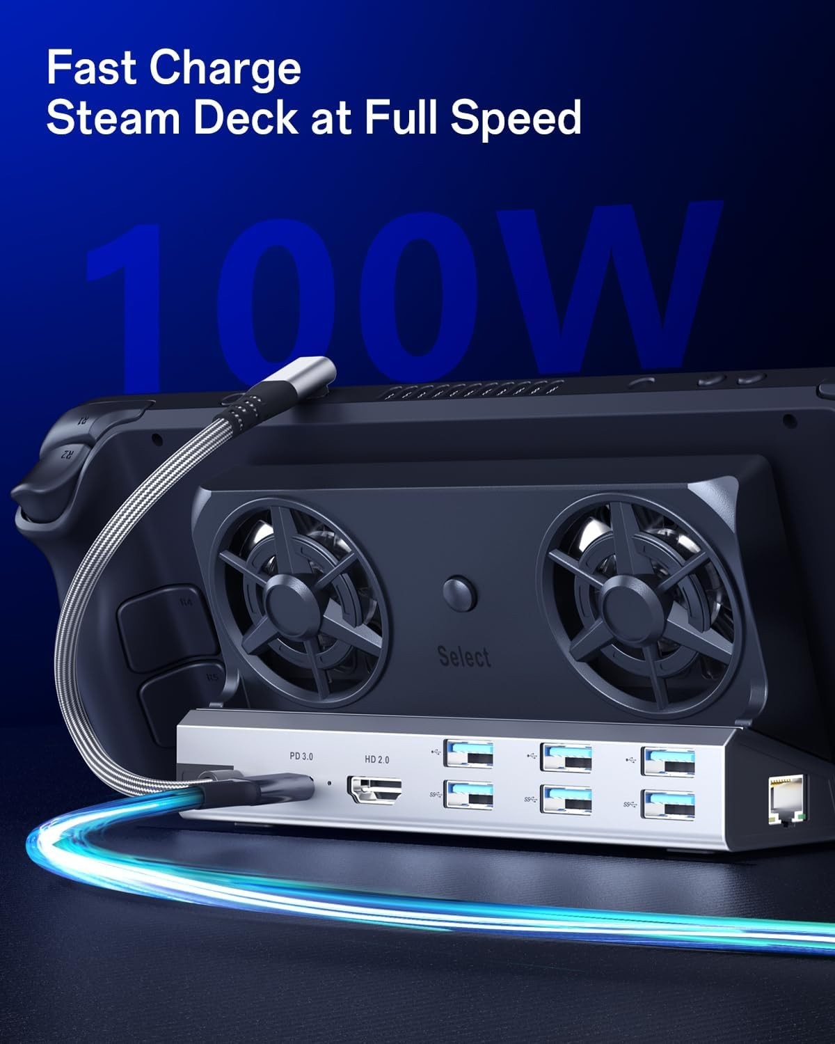 Multi-Device 12-in-1 Docking Station with 4K Output, 6 Ports & Cooling Fans