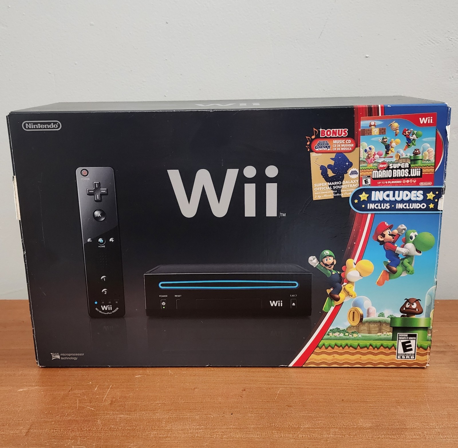 Black Nintendo Wii Box & Insert ONLY Super Mario Bros Version W/Manual RARE