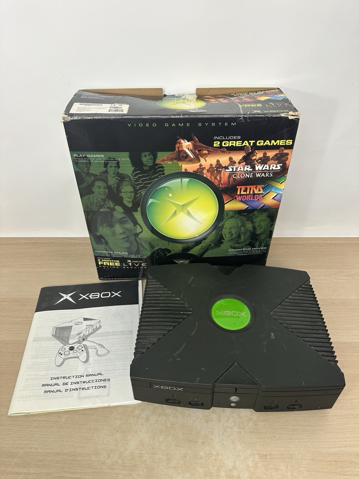 Microsoft Xbox Tetris/Star Wars Console Bundle w/ Original Box – No Game – READ!