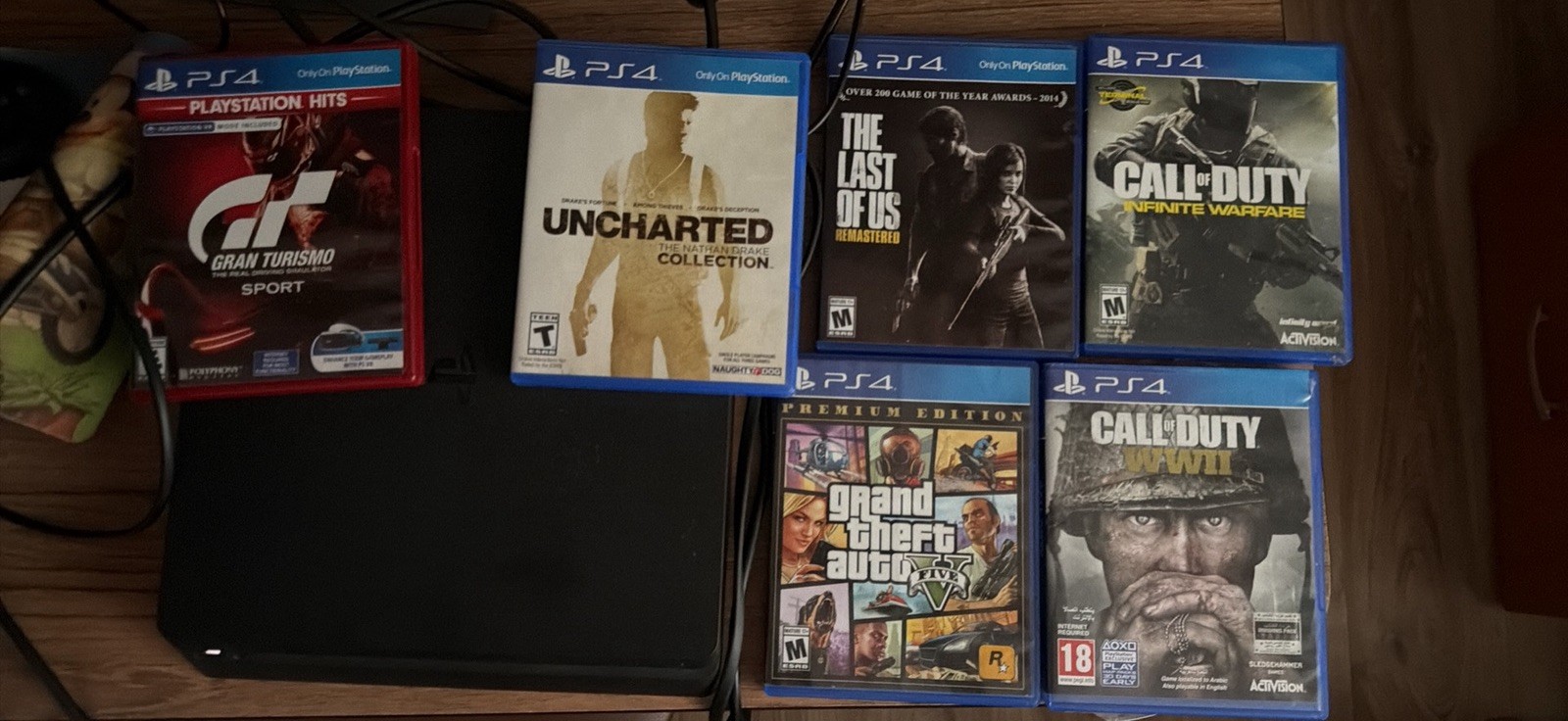 Sony PlayStation 4 Slim 1TB Black (BARELY USED) 2 controllers, 6 Games