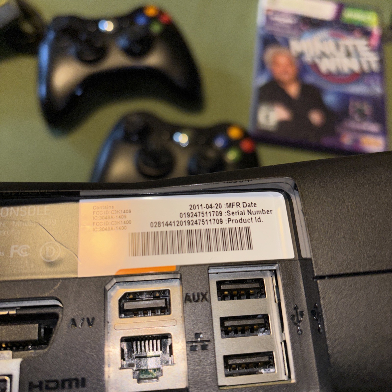 Xbox 360 with new 500 GB install installed two controllers & three games. Tested