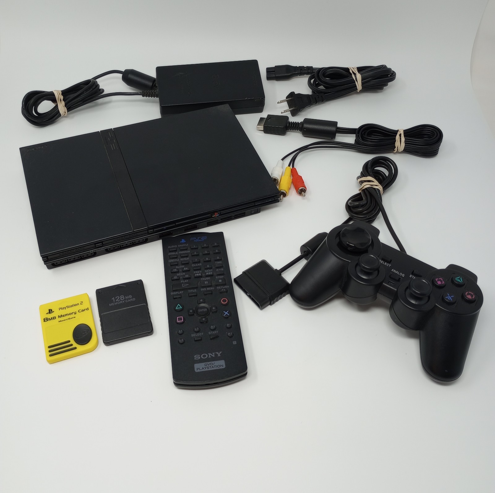 Playstation 2 (PS2) Slim Console SCPH-70012, Controller, Cables, & Cards TESTED!