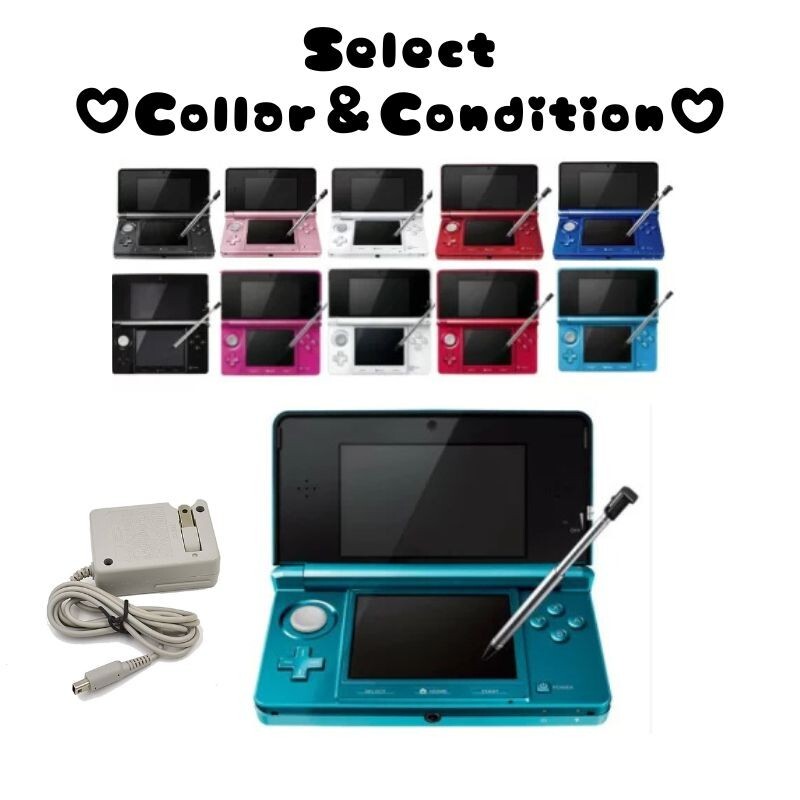 Nintendo 3DS Console Various Colors Japanese Language Select 3Rank and AC SDcard