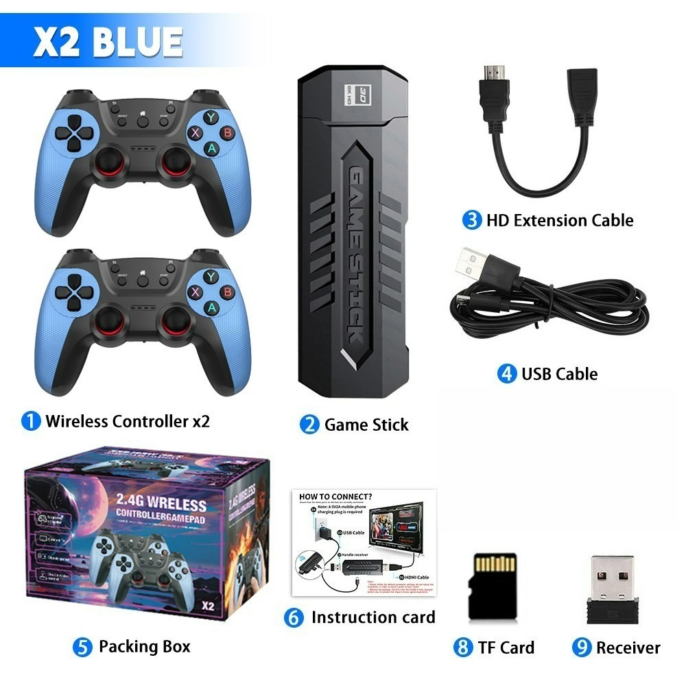 256GB/71000+ Retro Games Video Game Console TV Stick 4K HDMI Wireless Controller