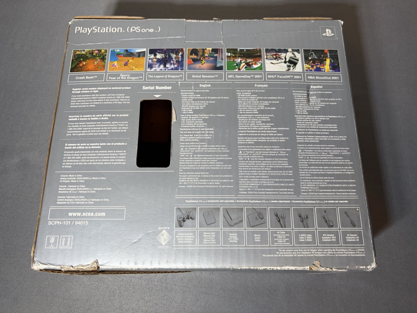 Sony PlayStation PSone White Game Console PS1 Two Controllers Excellent