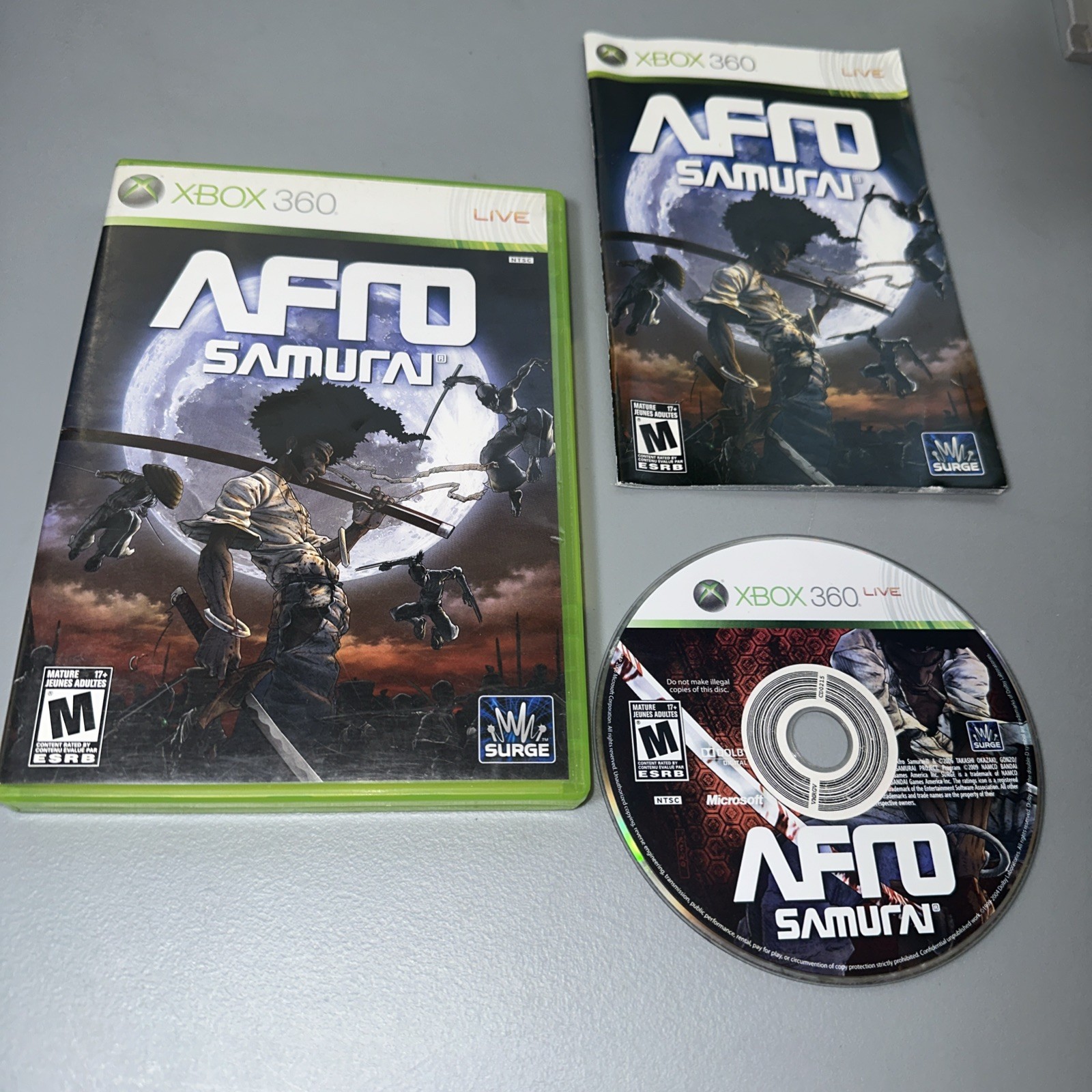 Afro Samurai (Microsoft Xbox 360, 2009) CIB Complete Tested Clean Disc