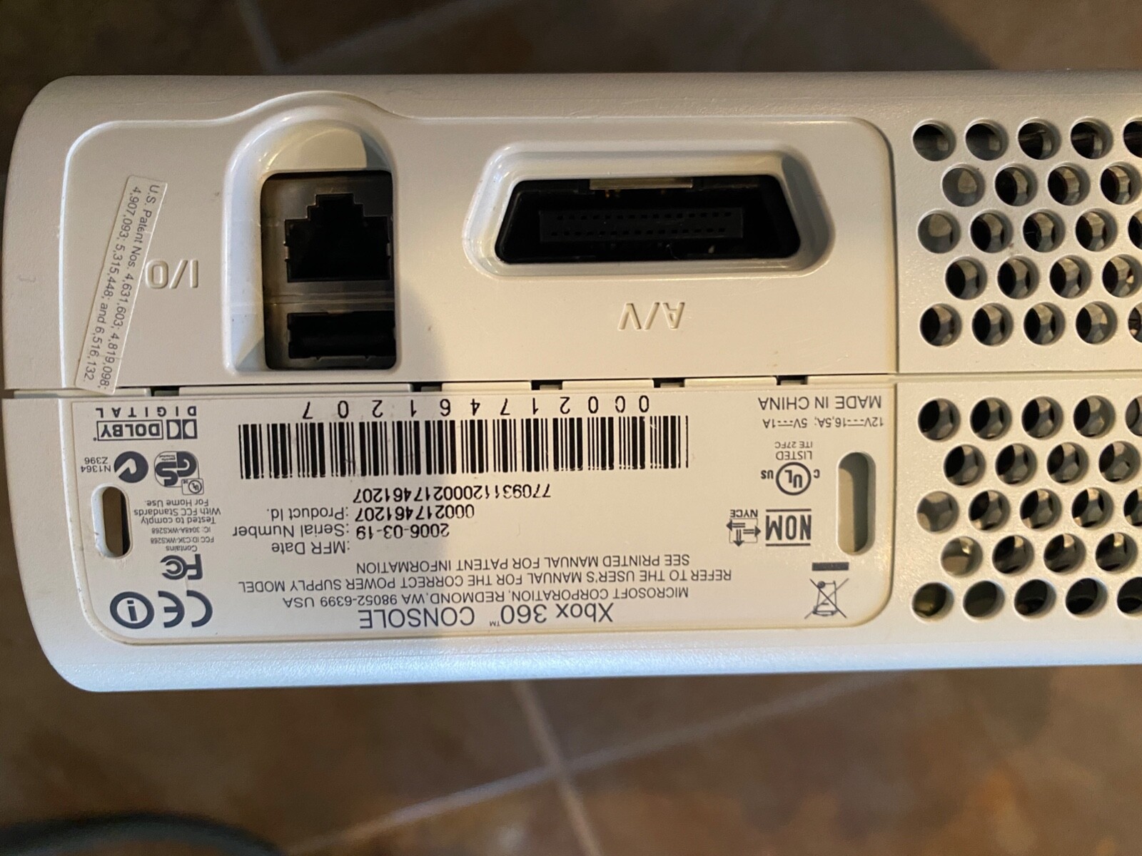 Xbox 360 Console Only Works well comes with A/V Cable and Power Cord
