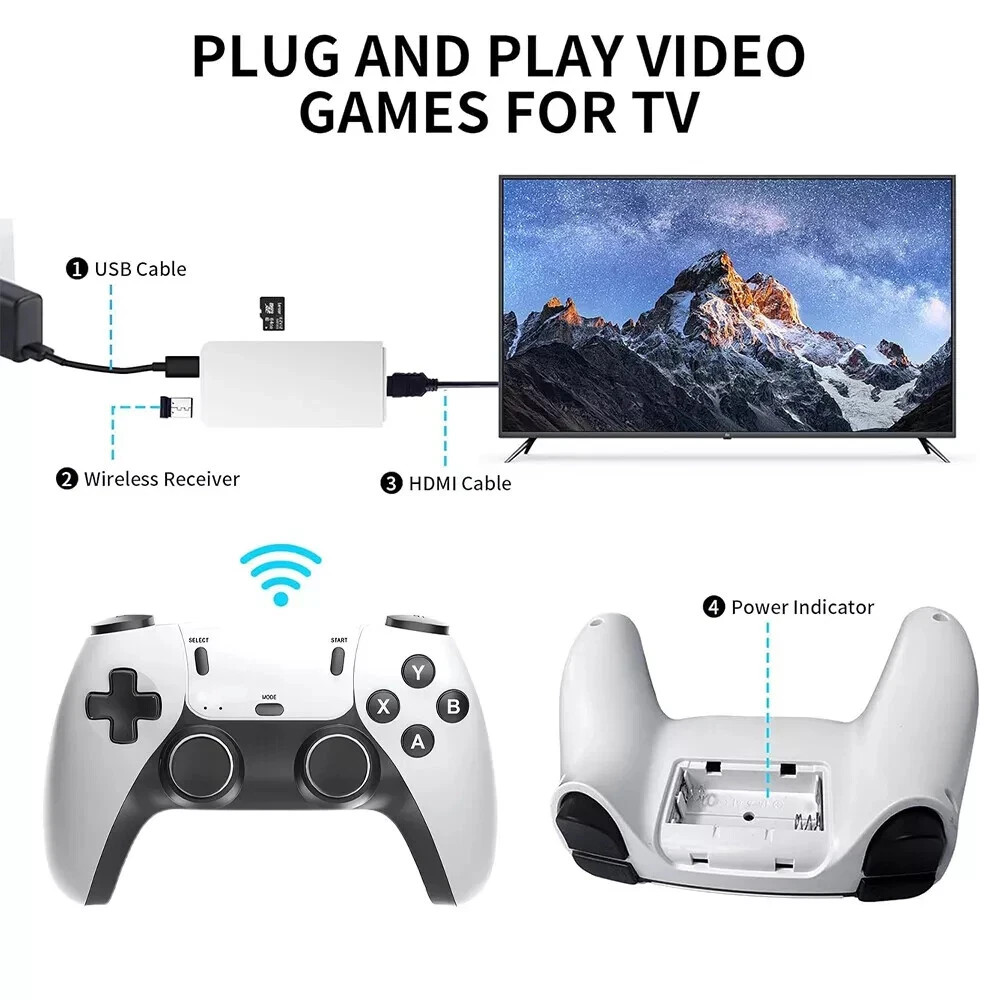 M15 4K HD Retro Game Stick Console 64GB 128GB 256GB 2 Wireless Controllers