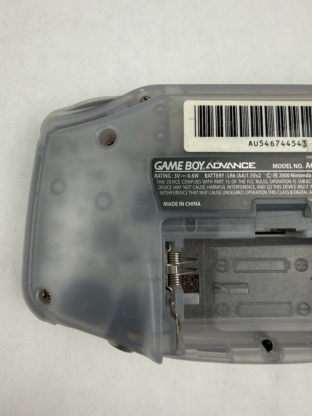 Nintendo Game Boy Advance Clear Glacier Tested AGB-001 W/ 2 Games No Batt. Cover