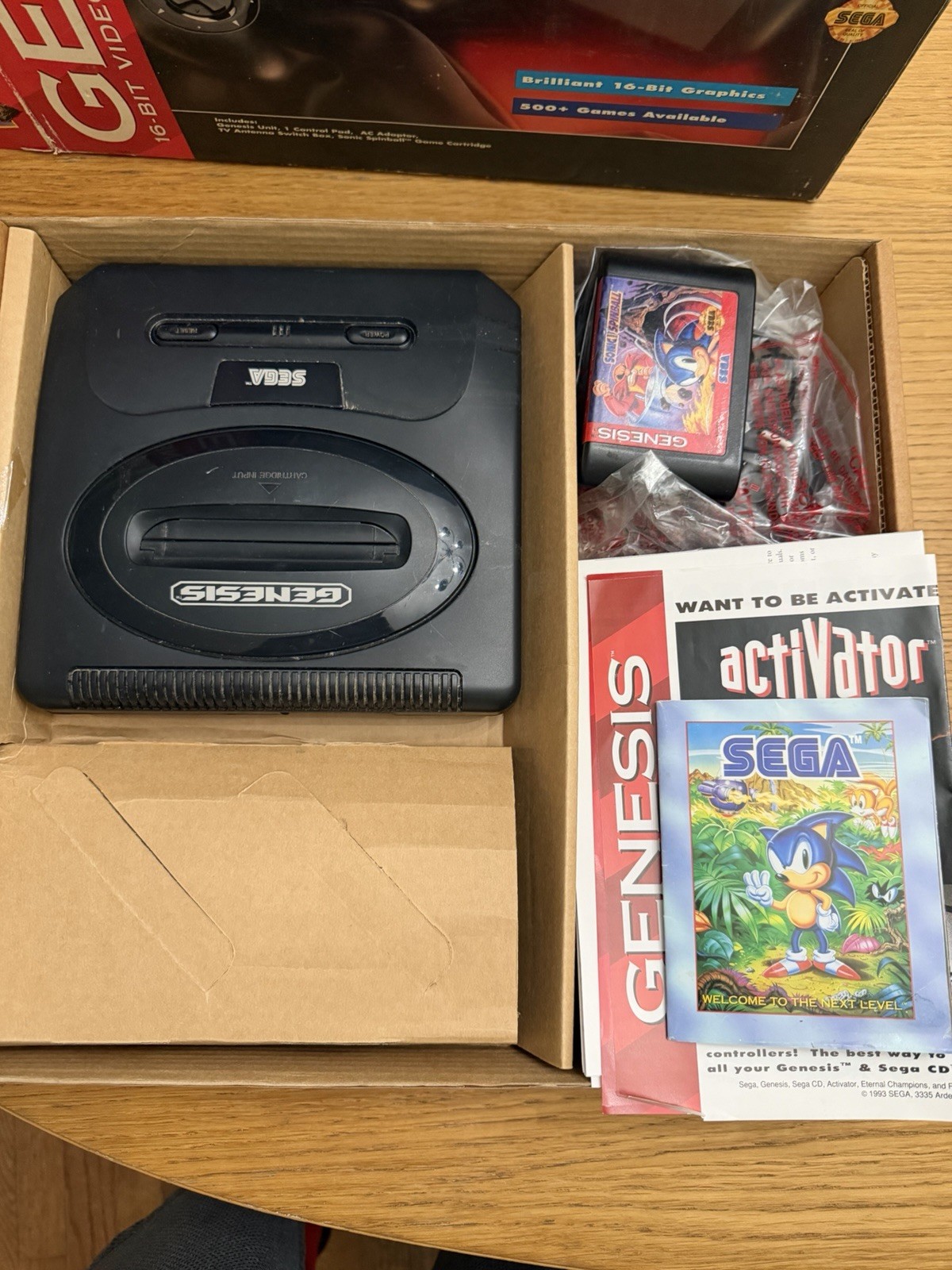 SEGA Genesis 16-Bit Console Bundle w/ Original Box, RF, NTSC-U/C, Black, 1993