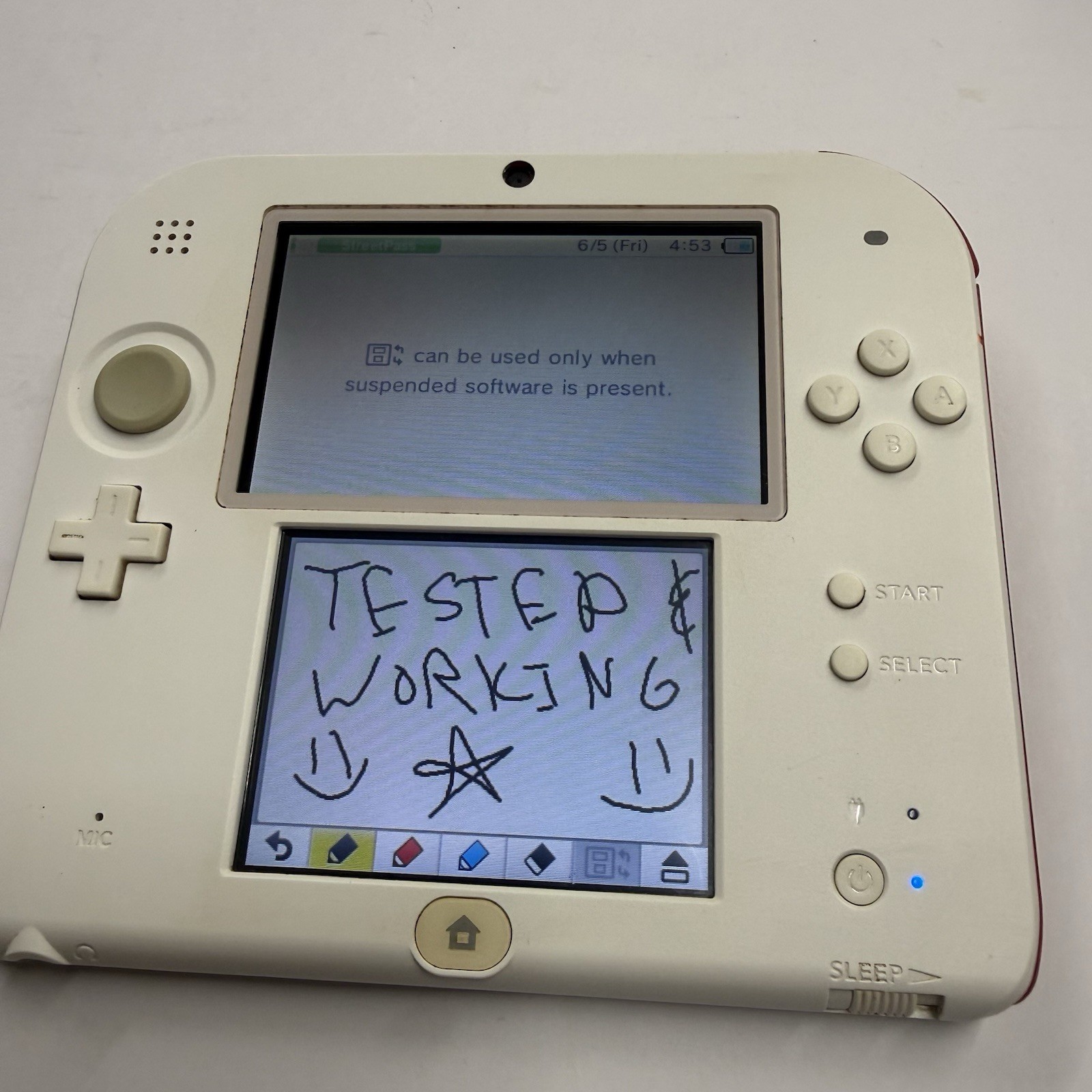 3ds – Nintendo 2DS Launch Edition 4GB White & Red Handheld System Tested #2942