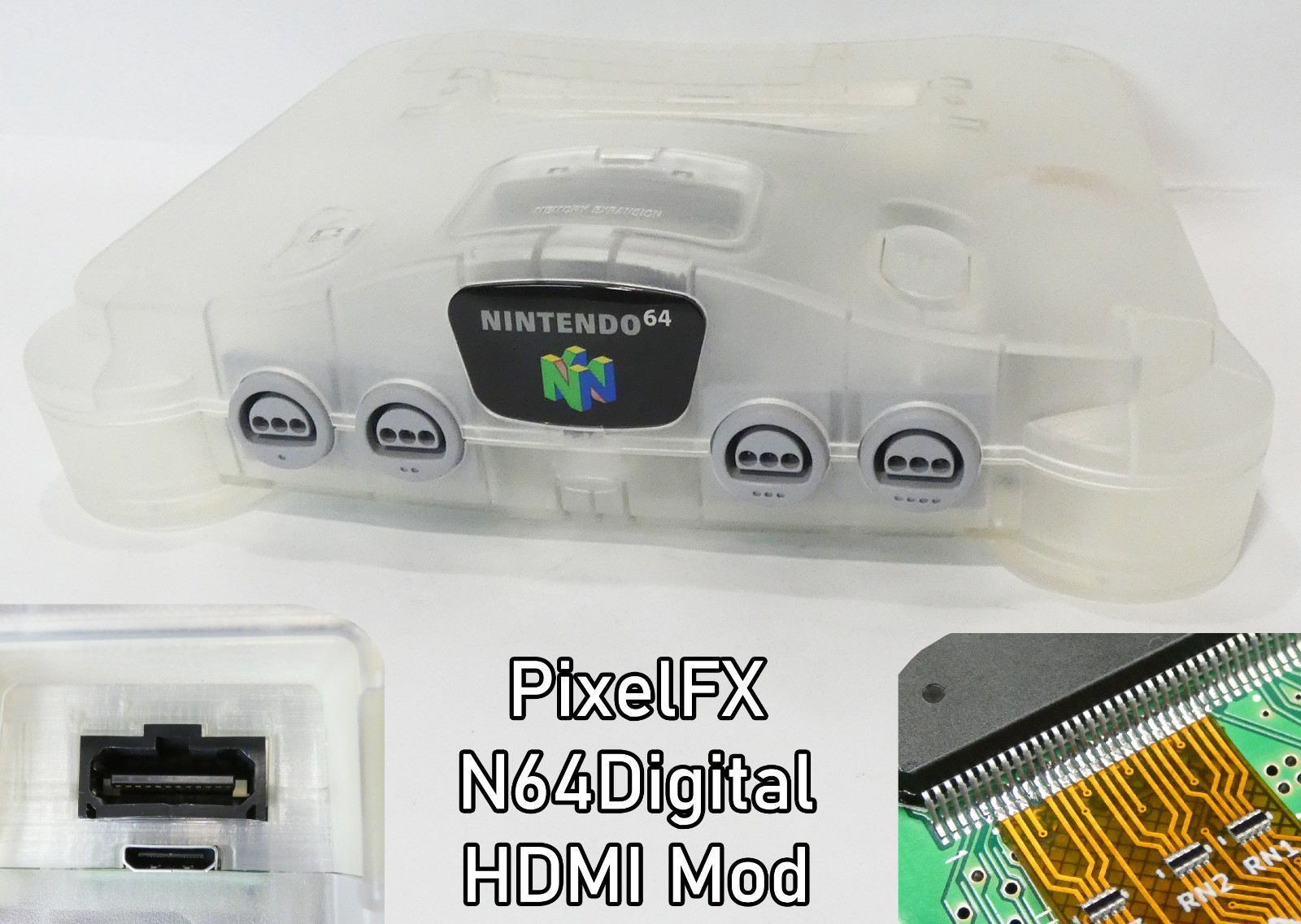 Nintendo 64 N64 Digital HDMI Mod & Deblur PixelFX RetroGEM N64 PAL / NTSC Transp.