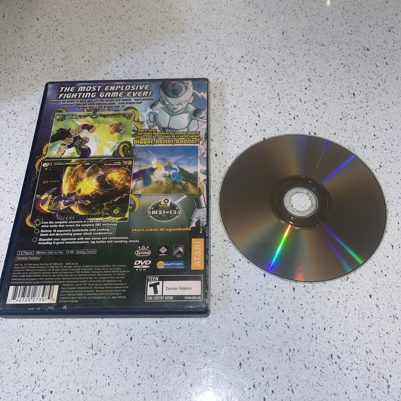 Dragon Ball Z: Budokai Tenkaichi 2 (Sony PlayStation 2, 2006) No Manual