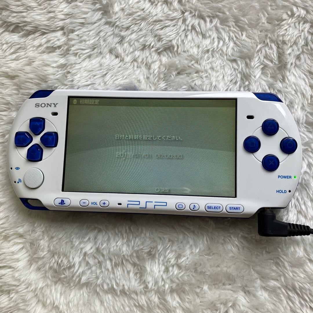 PSP With Box Psp3000 White Blue Rare Color Japan