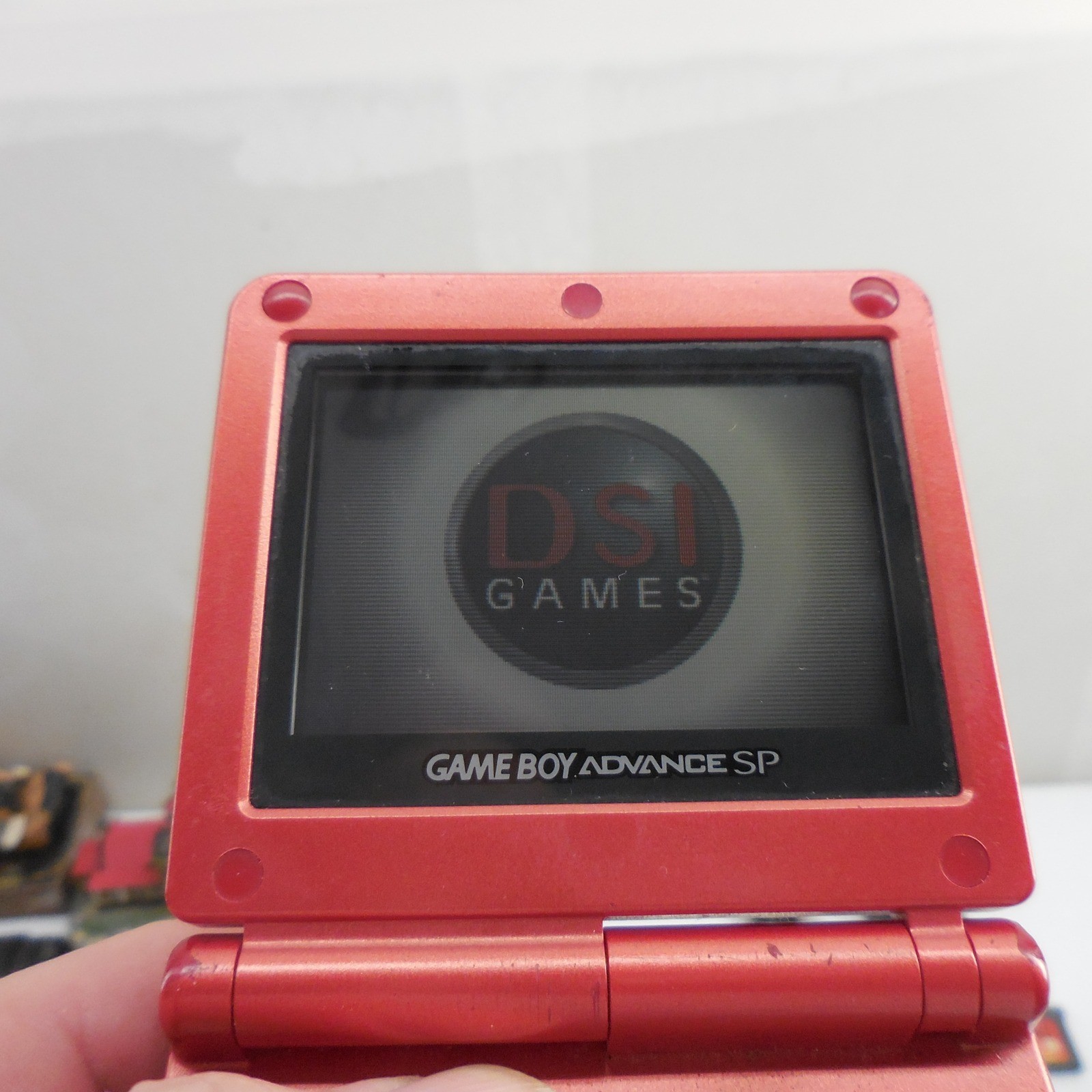 Nintendo Game Boy Advance SP Flame Red Console Bundle W/4 Games & Charger Tested