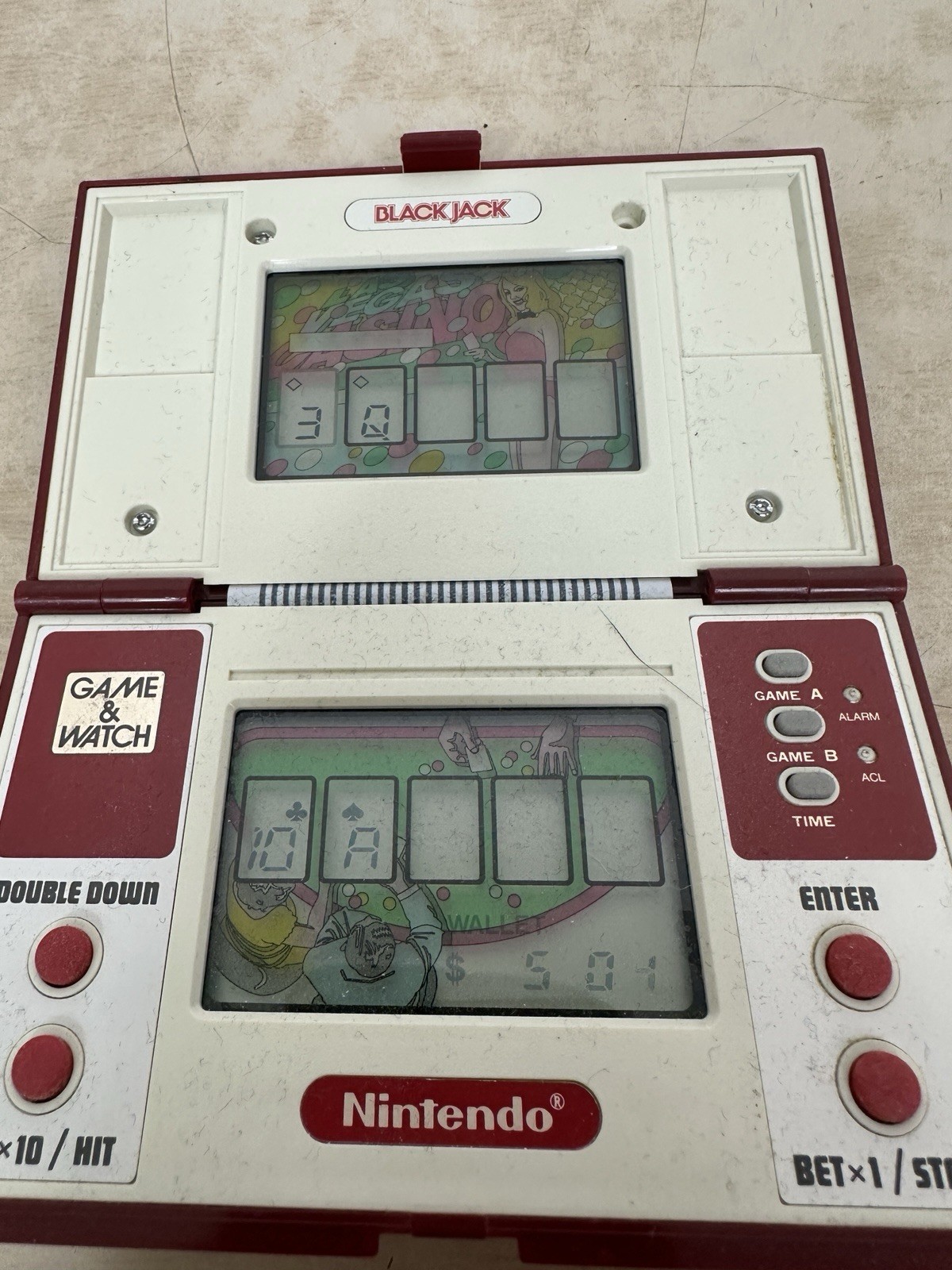 1985 NINTENDO GAME & WATCH BlackJack Multi Screen Handheld BJ-60 – WORKS! READ!