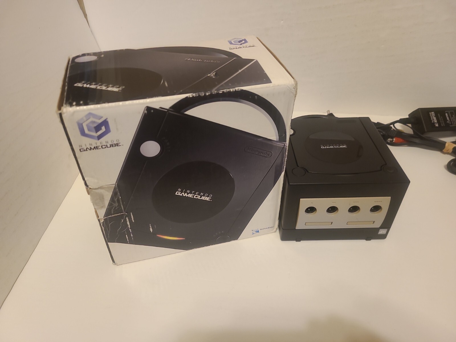 Nintendo Game Cube Black Console Box Spice Orange Controller Mario Golf