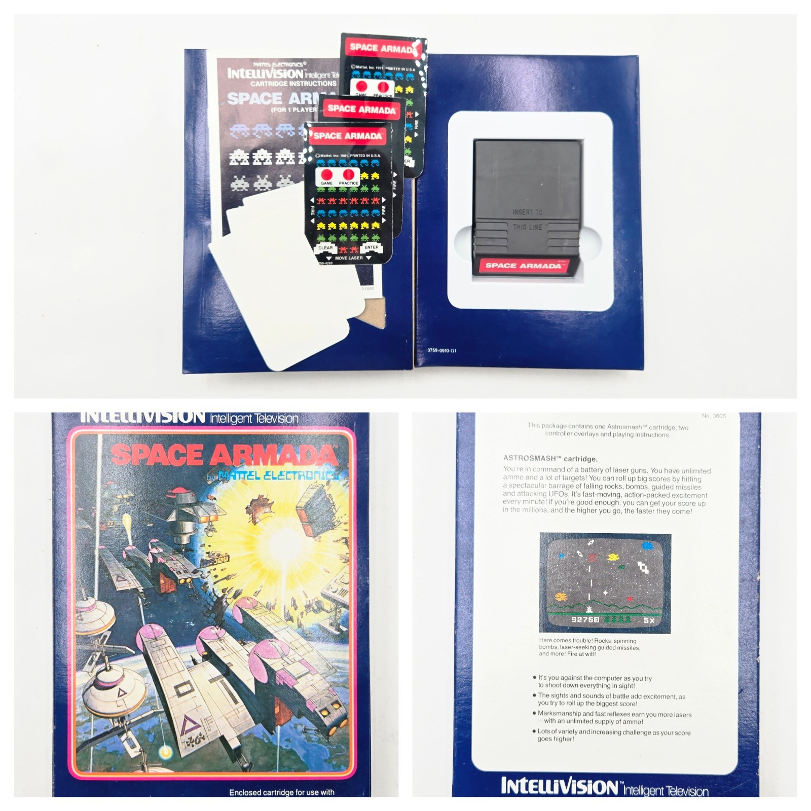Vtg Mattel Intellivision Console Bundle 15 Game Lot CIB Overlays TESTED WORKING