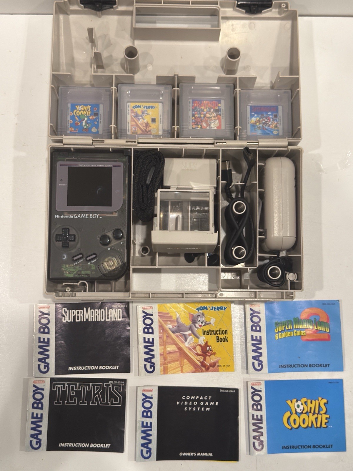 Nintendo Game Boy DMG IPS Backlit Bundle ASCII Carry-All DLX Case 6 Games Tested