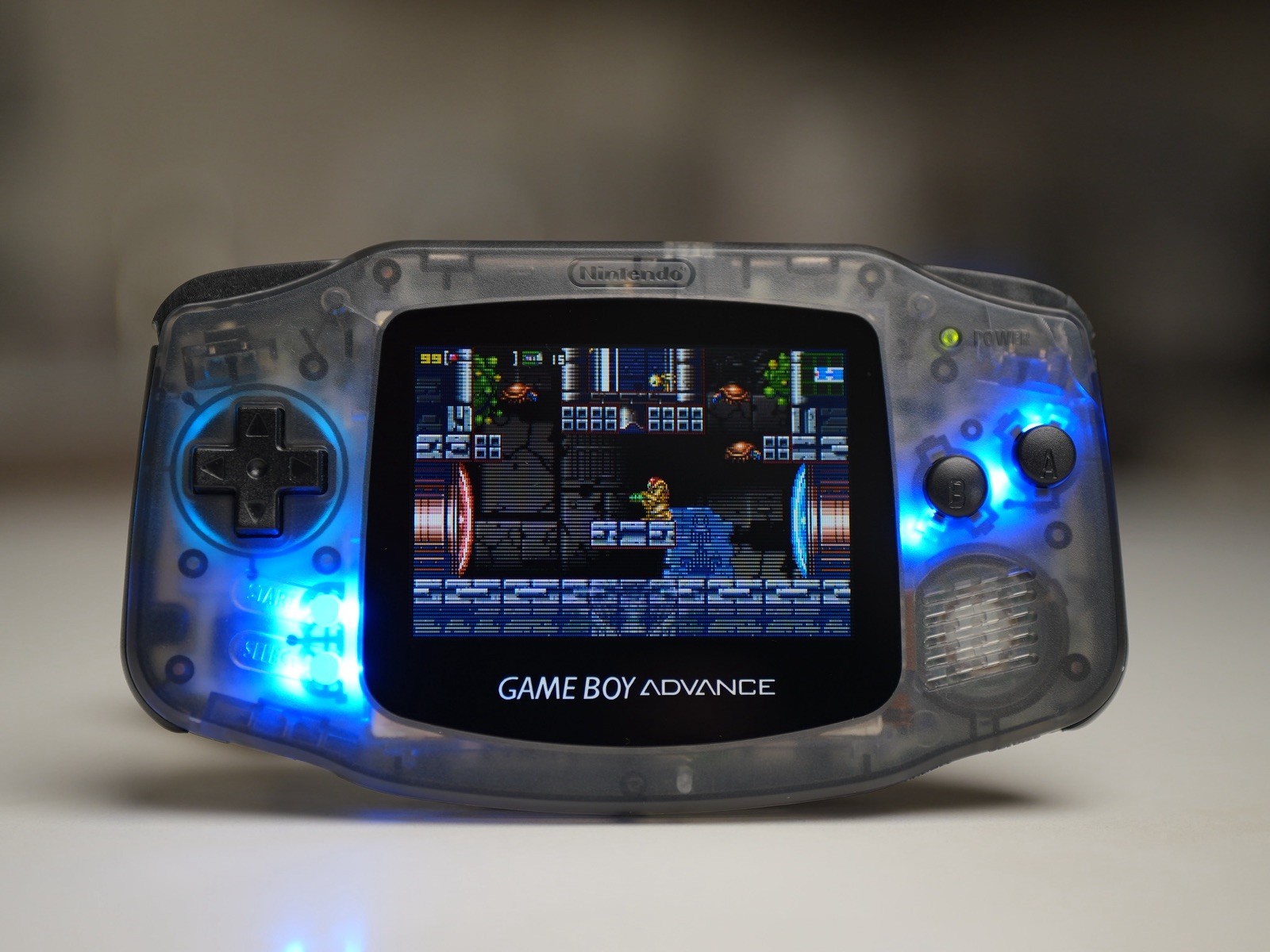 Nintendo Game Boy Advance GBA IPS Laminated Screen Custom Clear Black w/ RGB LED
