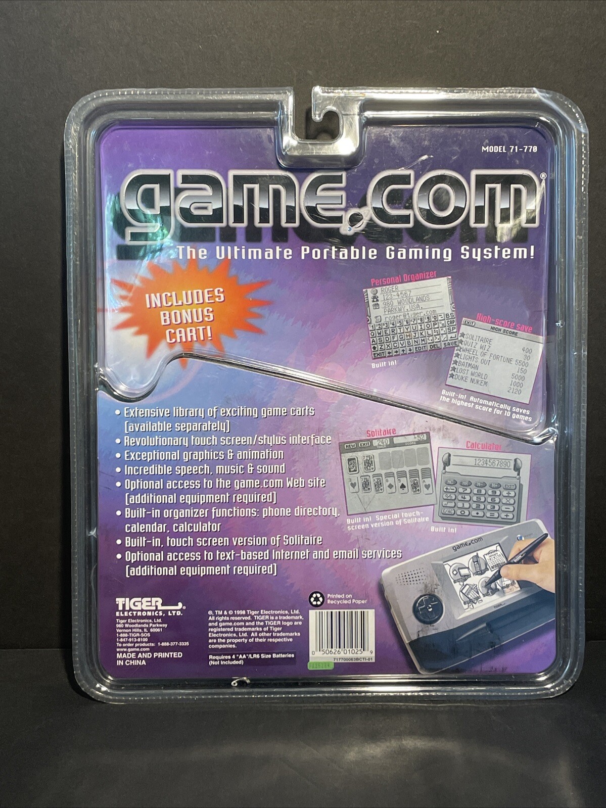 Tiger Game.Com Handheld Video Game Console Portable Electronics 1998 SEALED