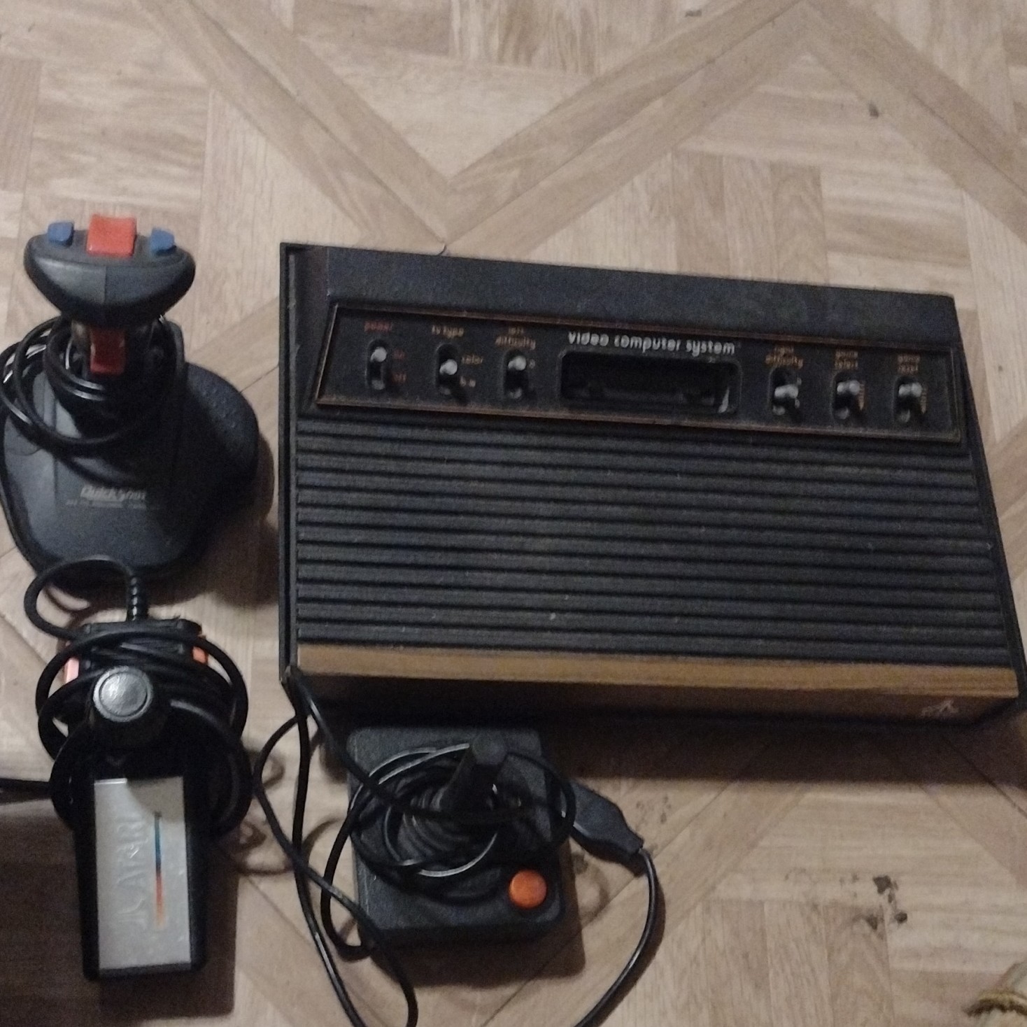 Atari 2600 CX-2600 Black/Brown Home Console RF NTSC 1977 w/ Joystick,Paddles