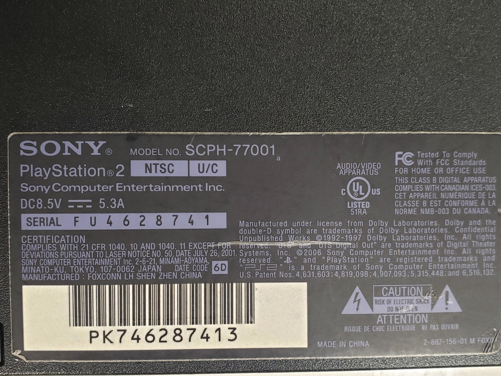 Sony PlayStation 2 Slim [SCPH-77001] PS2 Official Console w/ AC Adapter AV Cable