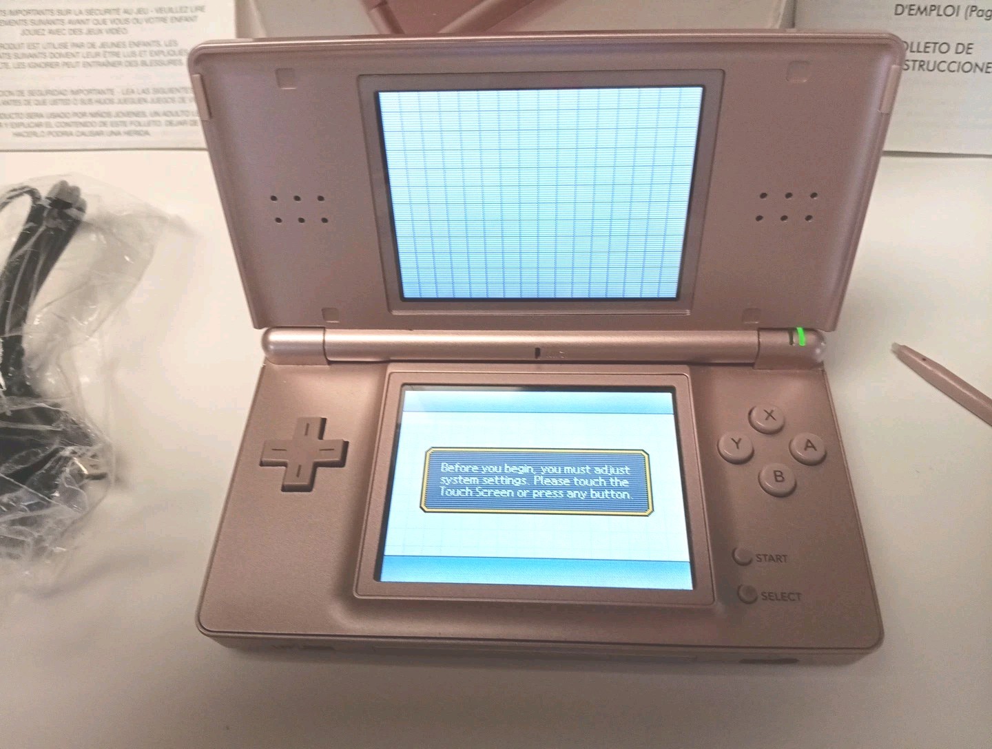Nintendo DS Lite Metallic Rose Pink System And Adaptor No Charger Tested