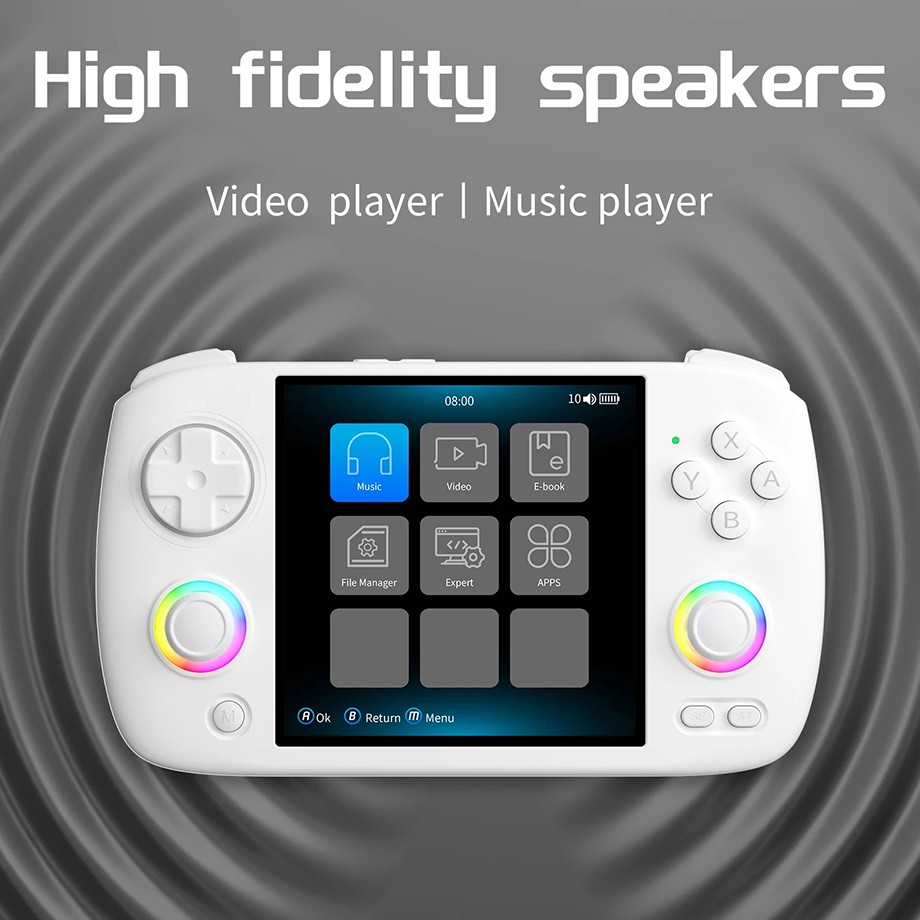 RG CubeXX Black Gray White Anbernic Handheld Game Console 3.95″ IPS Linux 64-bit