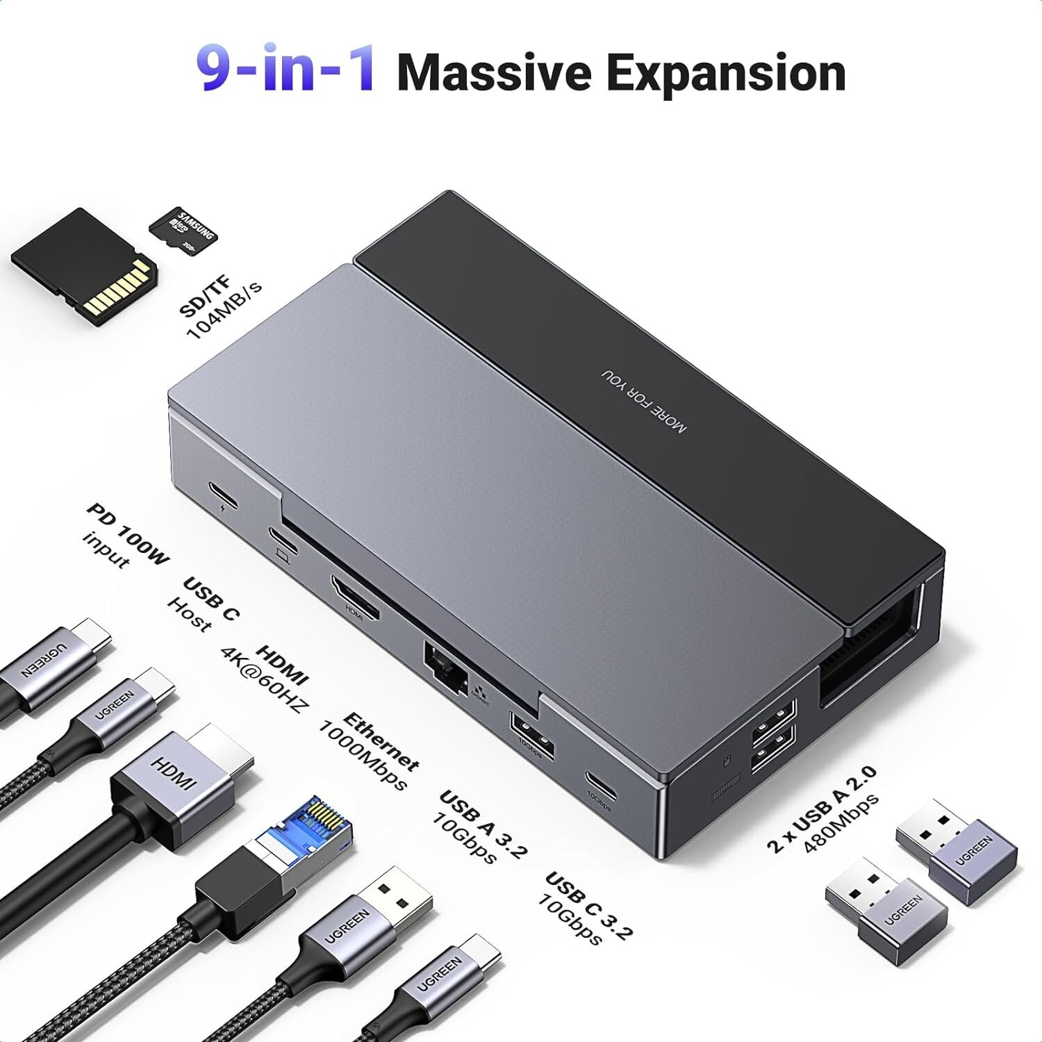 USB C 9-in-1 Dock with Foldable Stand – Ultimate Docking for Steam Deck & More