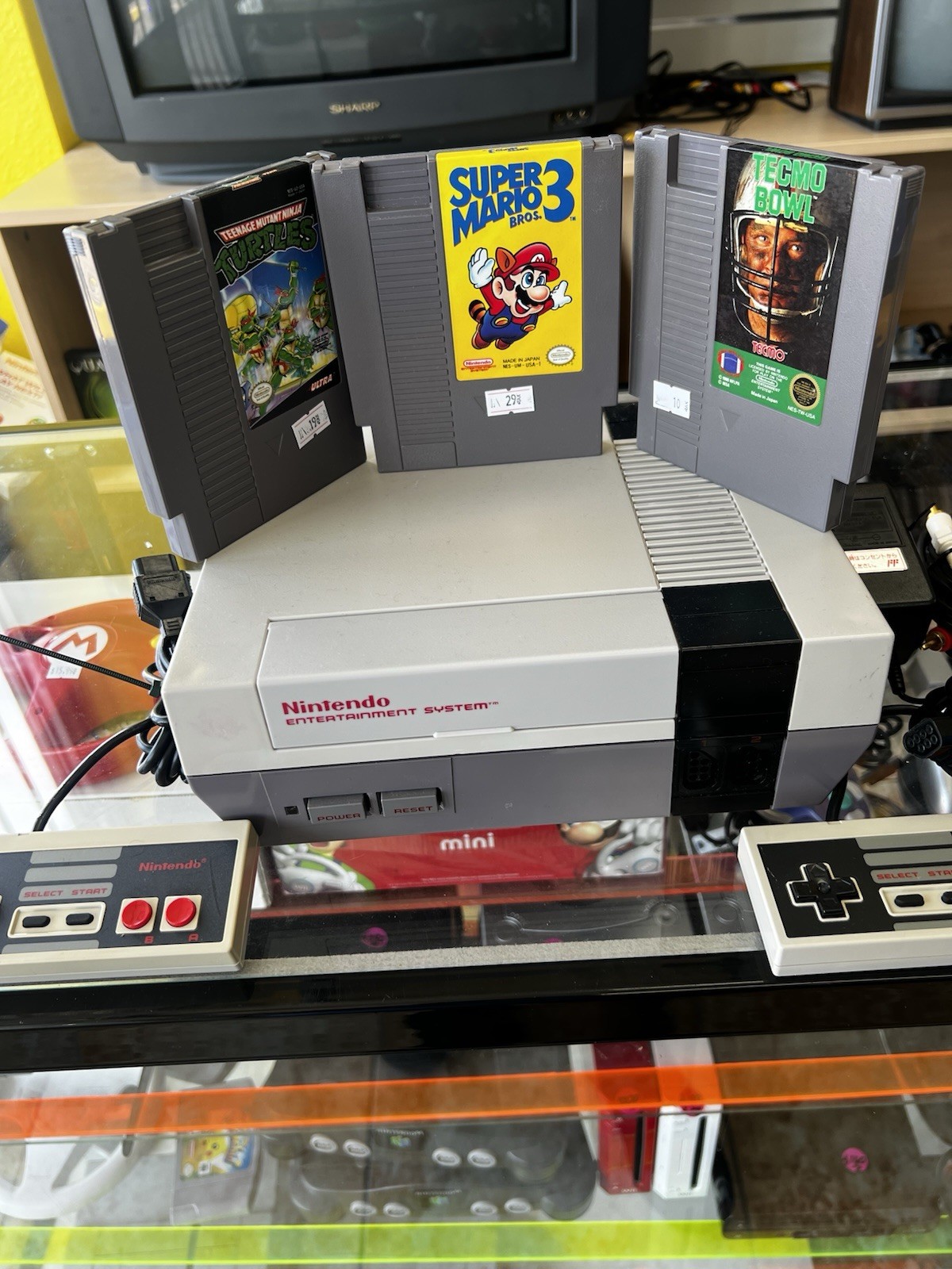 Nintendo NES Gray with 2 Controllers and 3 Games Played and Tested Great Cond