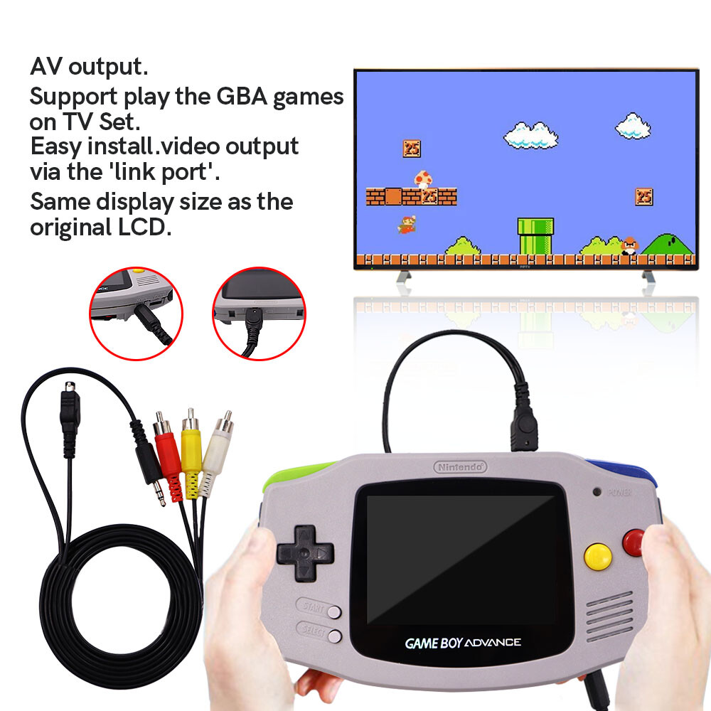 3.0 Inches V4 Drop in IPS LCD GBA TV OUT Mod Backlight Kit Pre-cut Shell For GBA