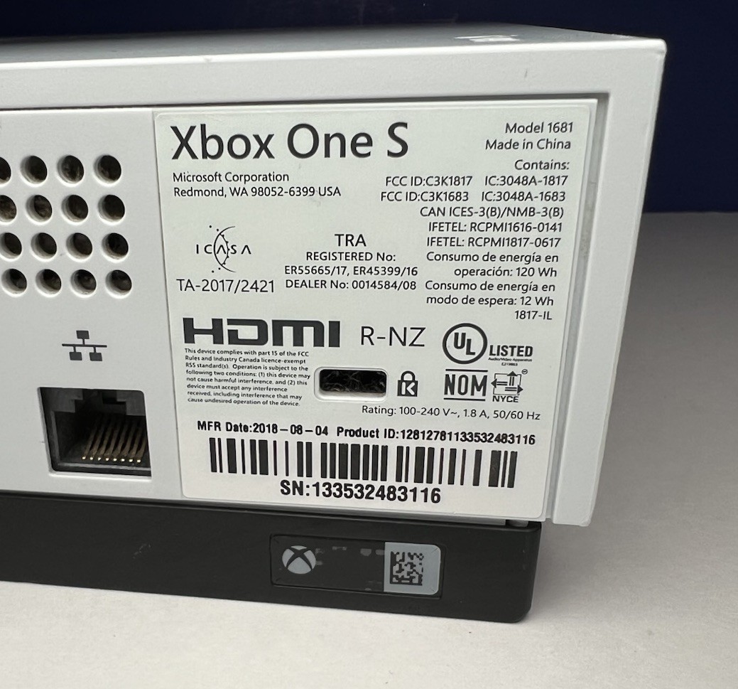 Microsoft Xbox One S 1TB Console Model 1681 w/ 2 Controllers 2 Games HDMI Power