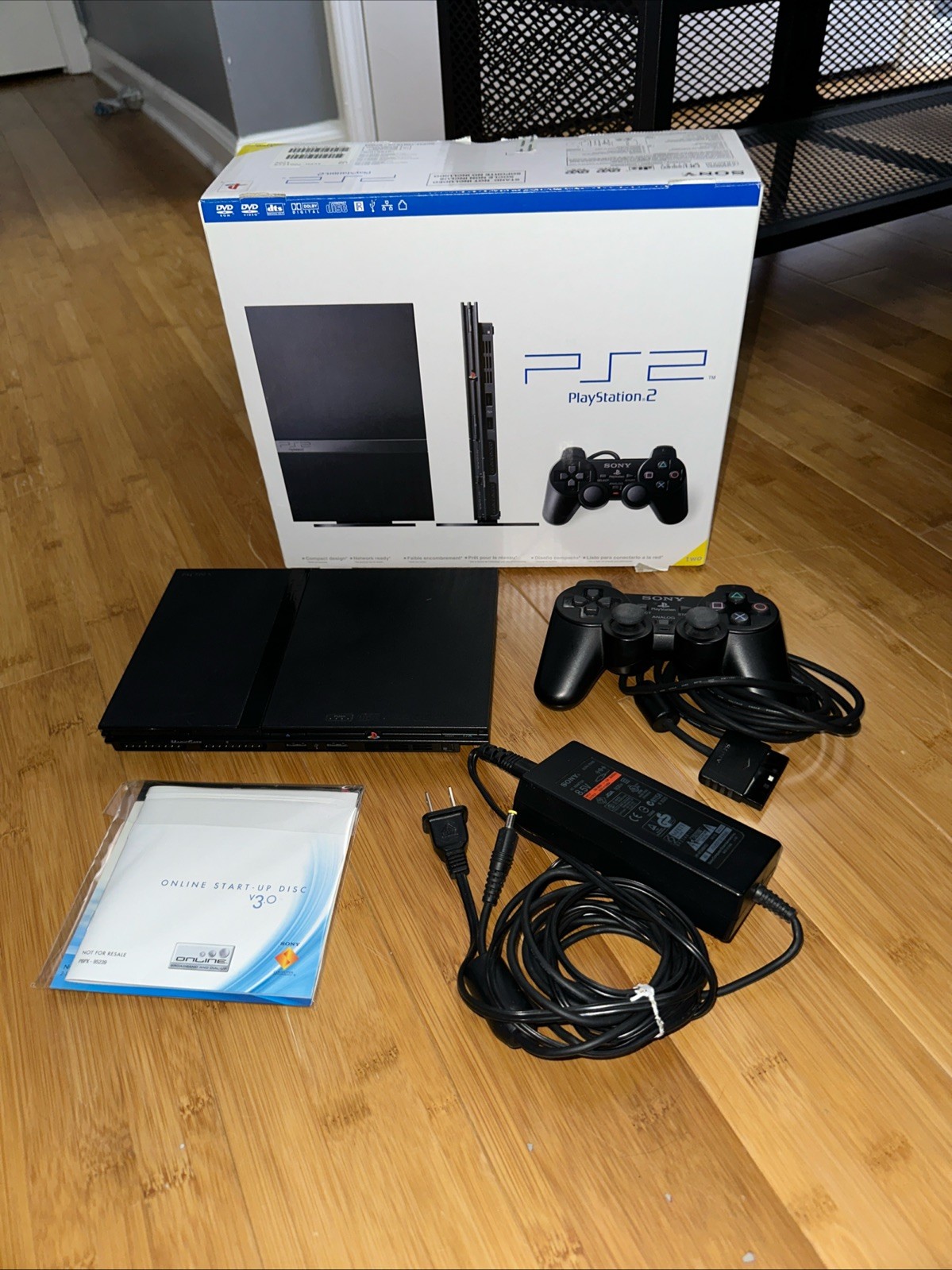 Sony PlayStation 2 PS2 Slim Console Charcoal Black SCPH-70012 Tested No Manual