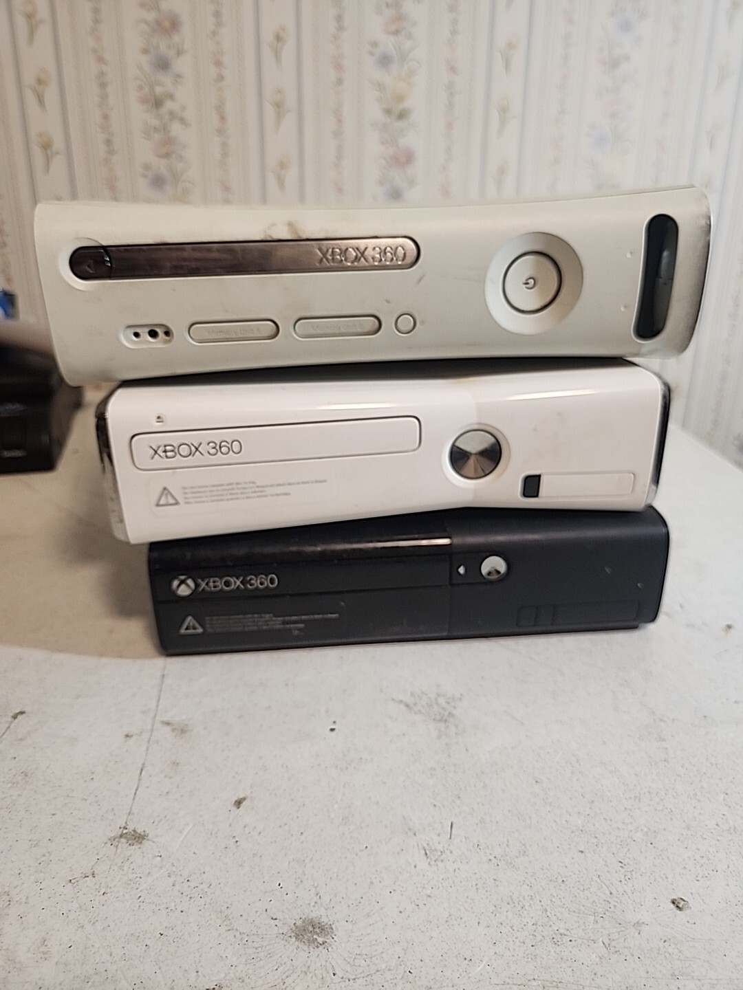 Lot of 4 Xbox 360 S/E Consoles Only AS-IS Untested Unknown Condition.
