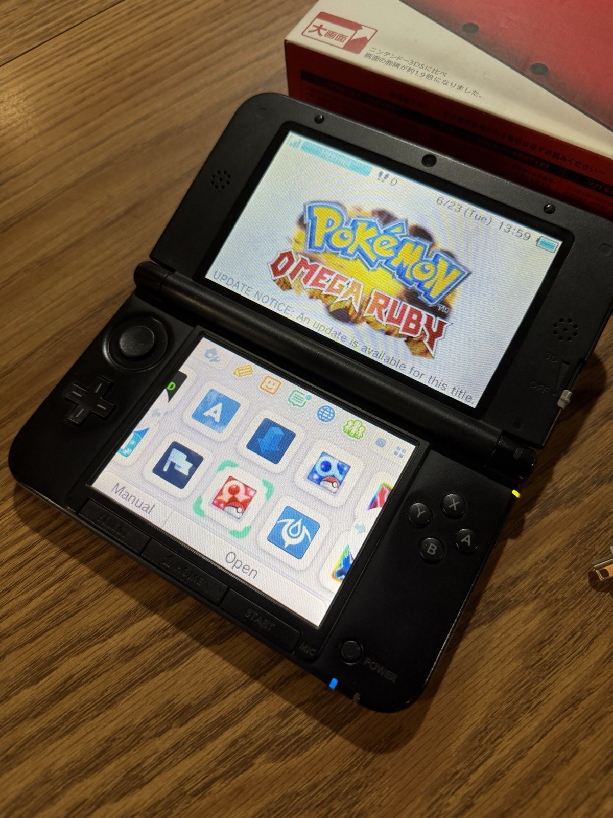 3DS LL Red Black Console in Box Nintendo English, Region Free, 32GB, Games *3D*