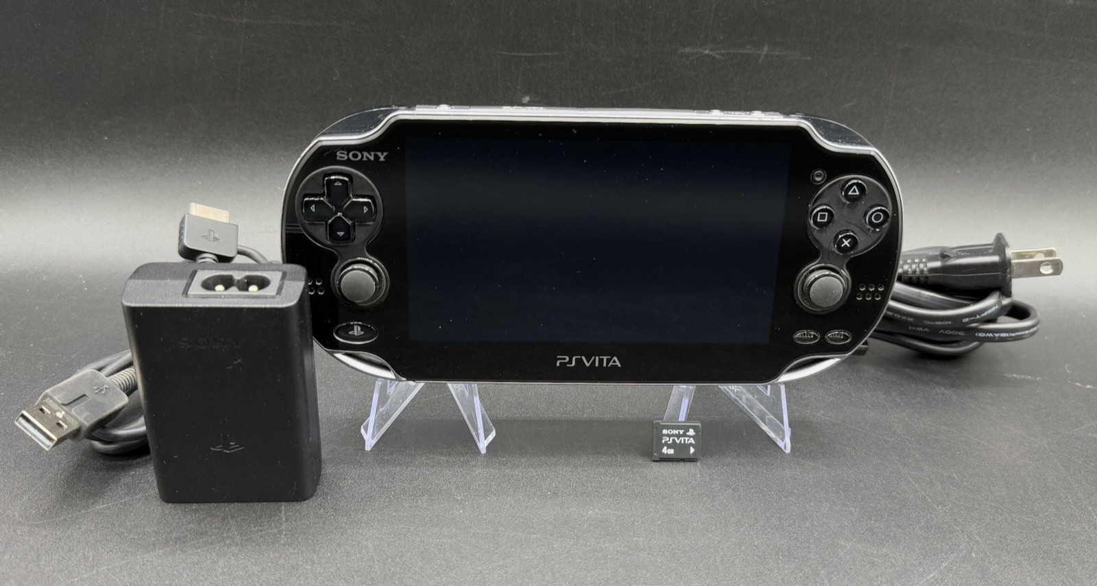 Sony PlayStation PS VITA PCH 1001 Black Console W/Charger & OEM 4GB Memory Card
