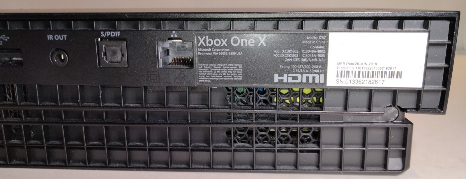 FOR PARTS/NOT WORKING | Microsoft Xbox One X 1TB Console (1787) & Power Cord