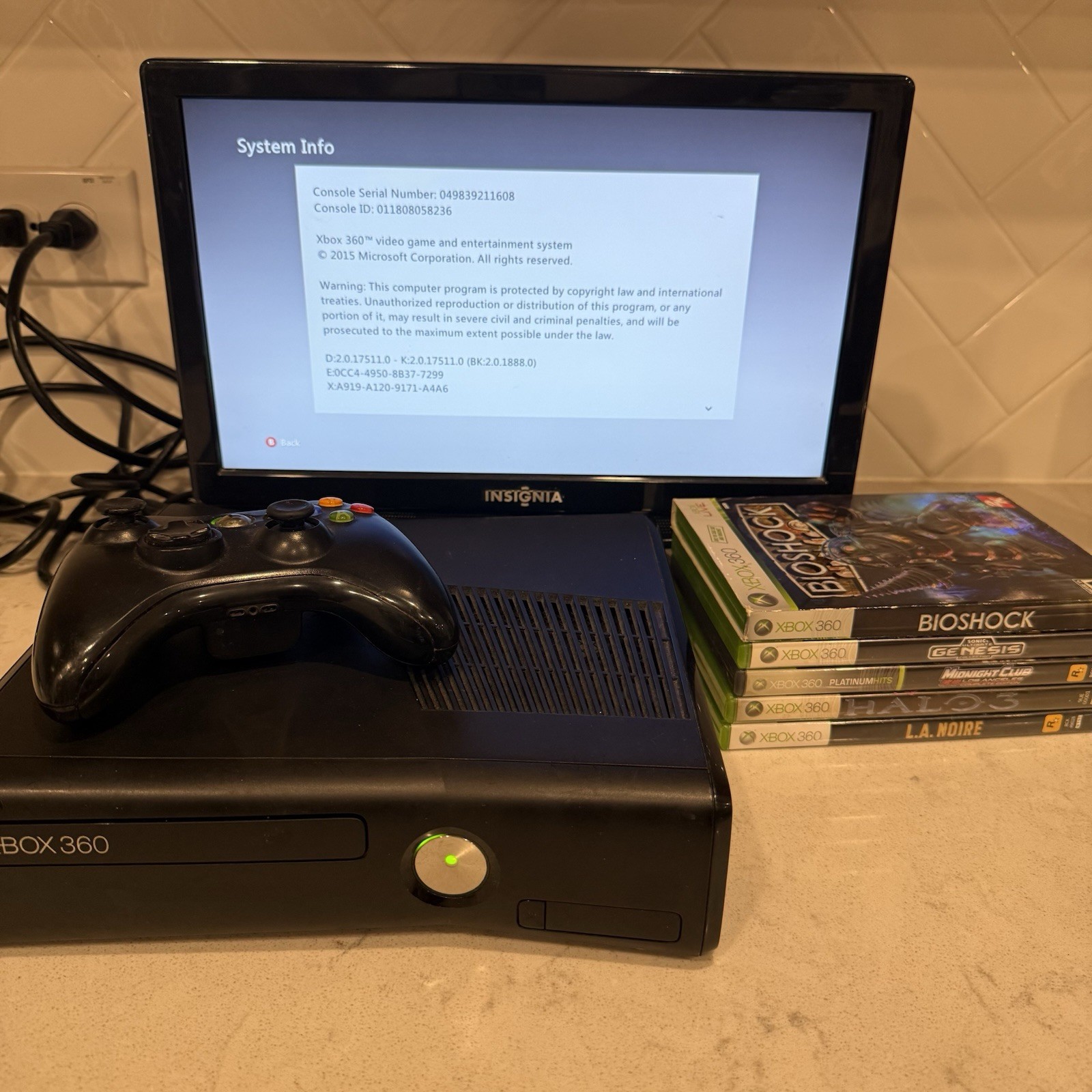 Microsoft Xbox 360 Black S 250GB Console Bundle w 5 🔥Games -Midnight Club, Halo