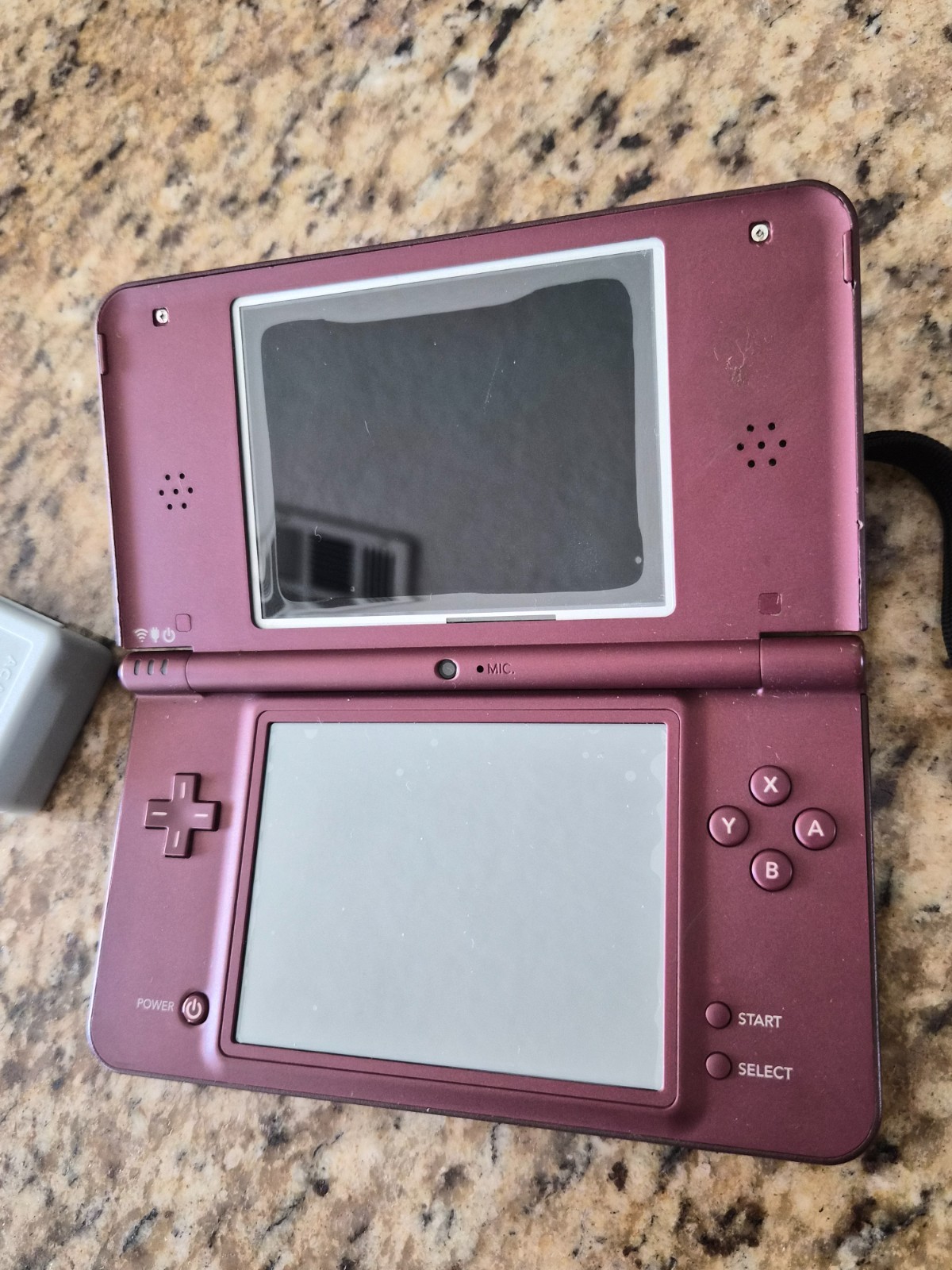 Nintendo DSi LL Burgundy Handheld Console + AC Adapter & Case *READ