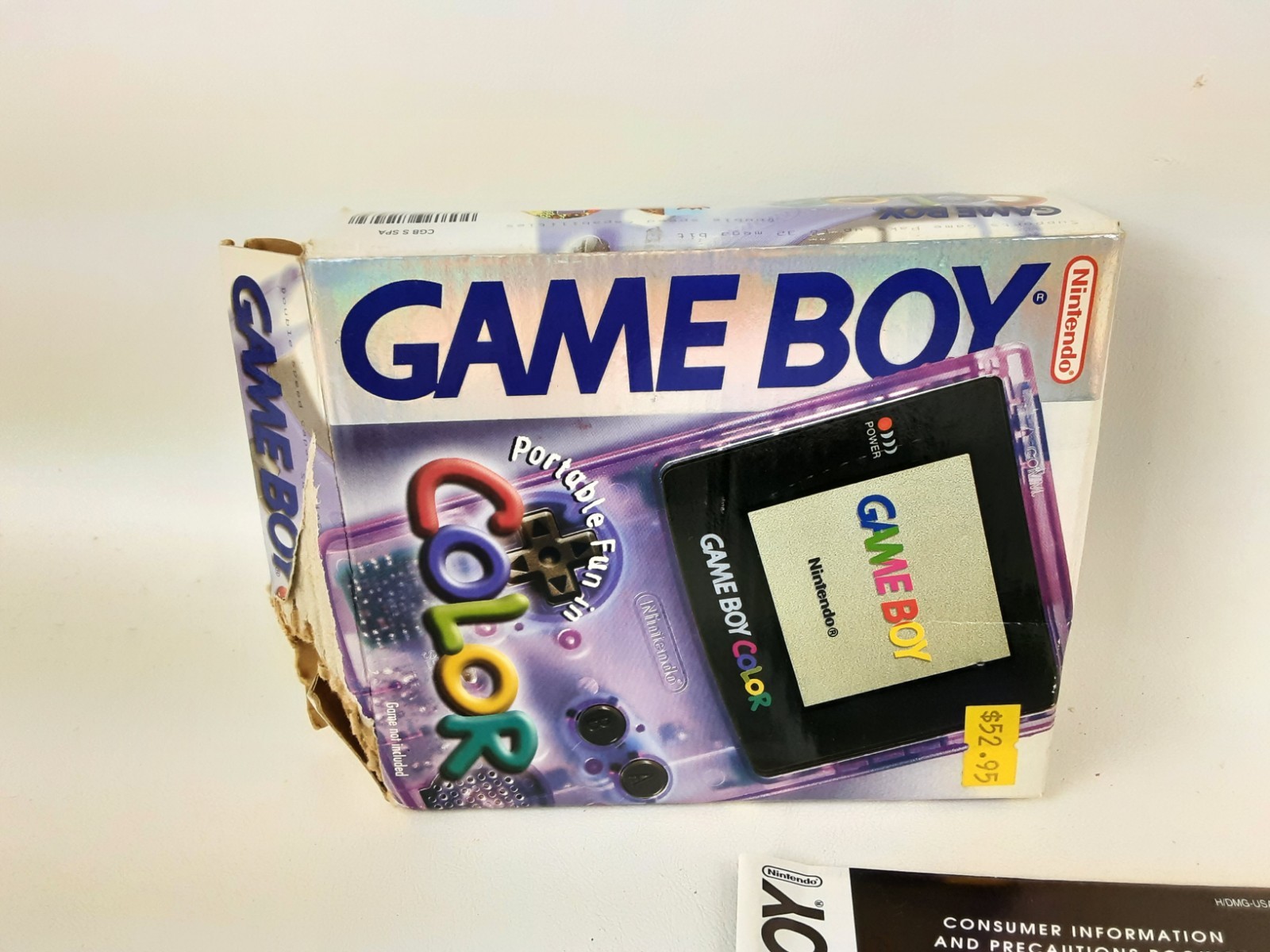 Game Boy Color Complete Atomic Clear Purple CGB-001 Authentic USA TESTED
