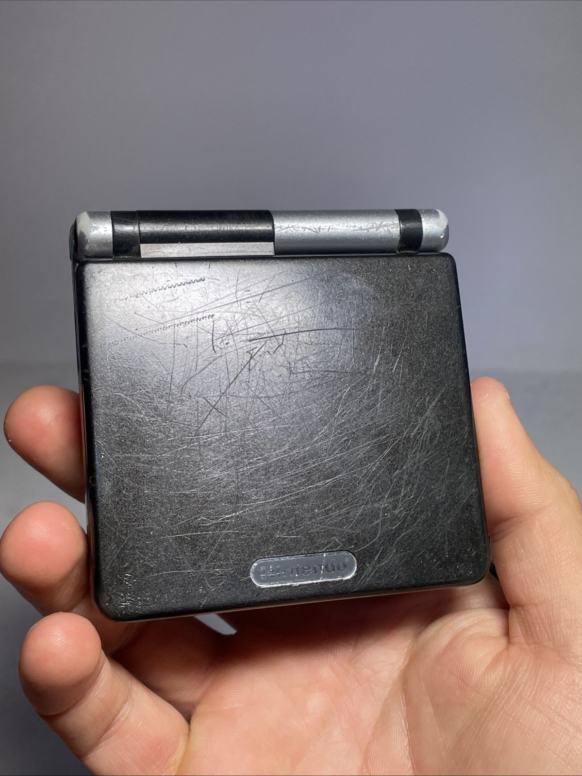 Nintendo Game Boy Advance SP Handheld System – Black and Silver TESTED Has Wear