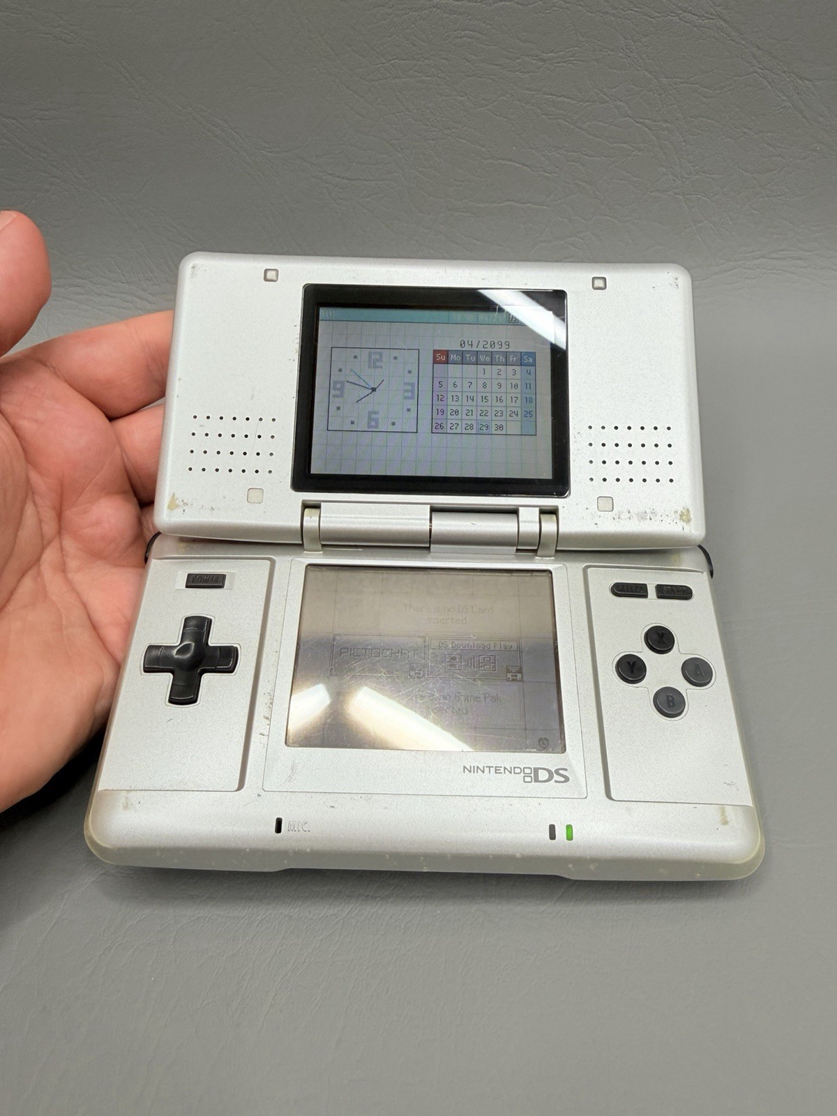 Nintendo DS Handheld System – Platinum / Silver Console – Deep Cleaned – Tested